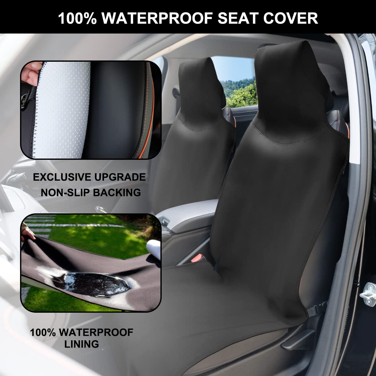 INFANZIA - Funda de asiento impermeable de alta calidad, de neopreno, ajuste universal, 100% lavable y extraíble, antideslizante, ideal para gimnasio, yoga, entrenamiento (negro, 1 unidad