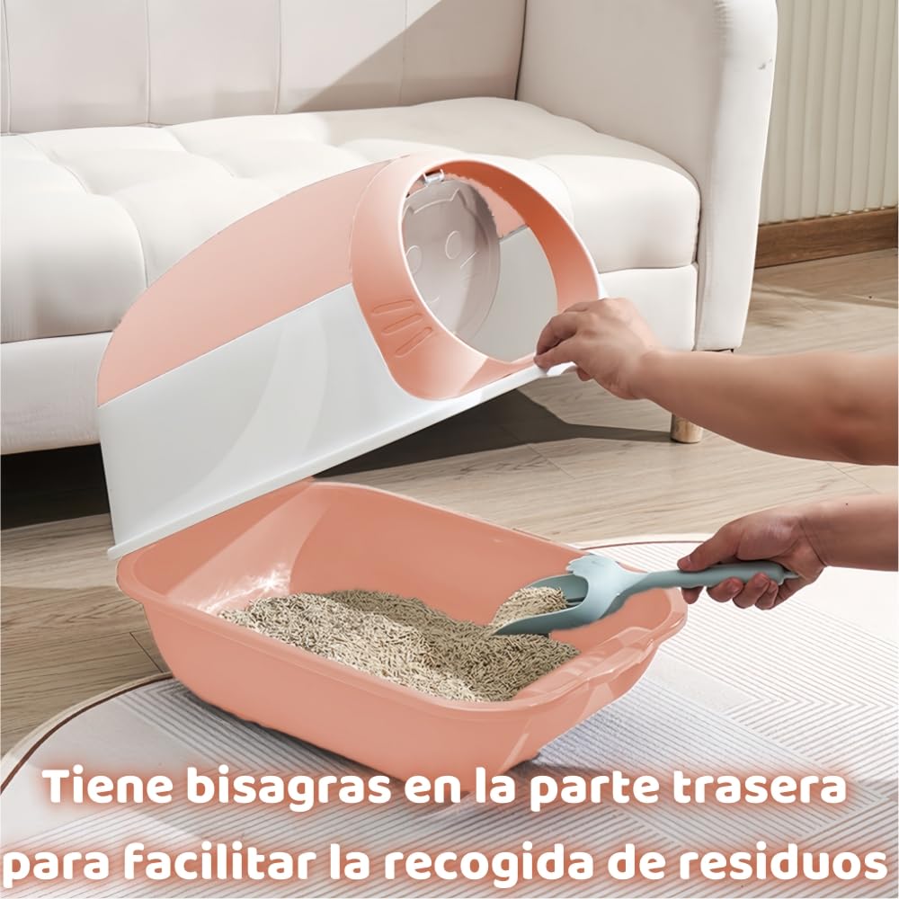 Caja de Arena con Capucha BAIWOLF Rosa Antisalpicaduras para Gatitos