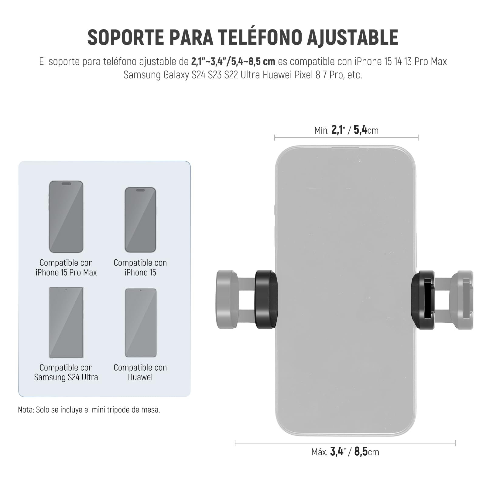 Trípode Mini NEEWER Metal Fibra Carbón Compacto y Liviano para Cámara y Celular