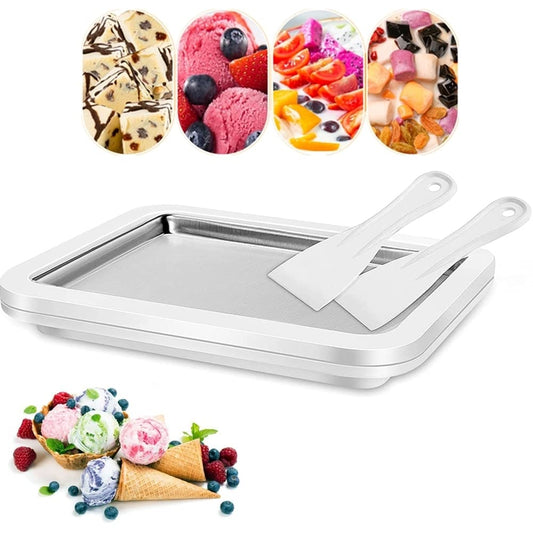 Baotkere - Máquina para hacer yogur congelado de sorbete de helado, sartén enrollable con puntos dulces, placa fría instantánea con 2 rasquetas, ideal para hacer helado suave, gelatina, batidos de
