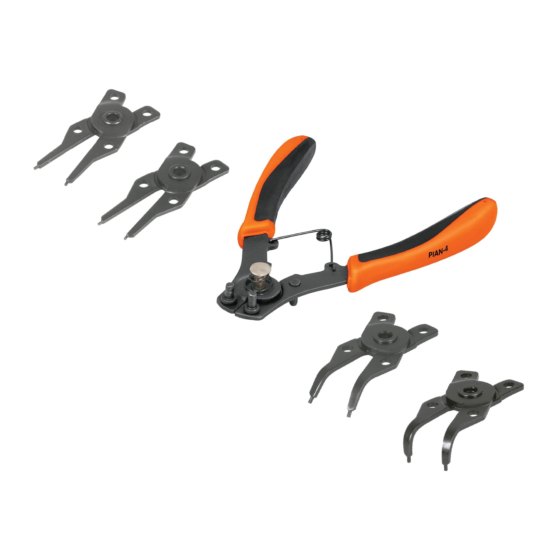 Truper PIAN-4, Pinza para anillos de retención 6" con 4 cabezas intercambiables