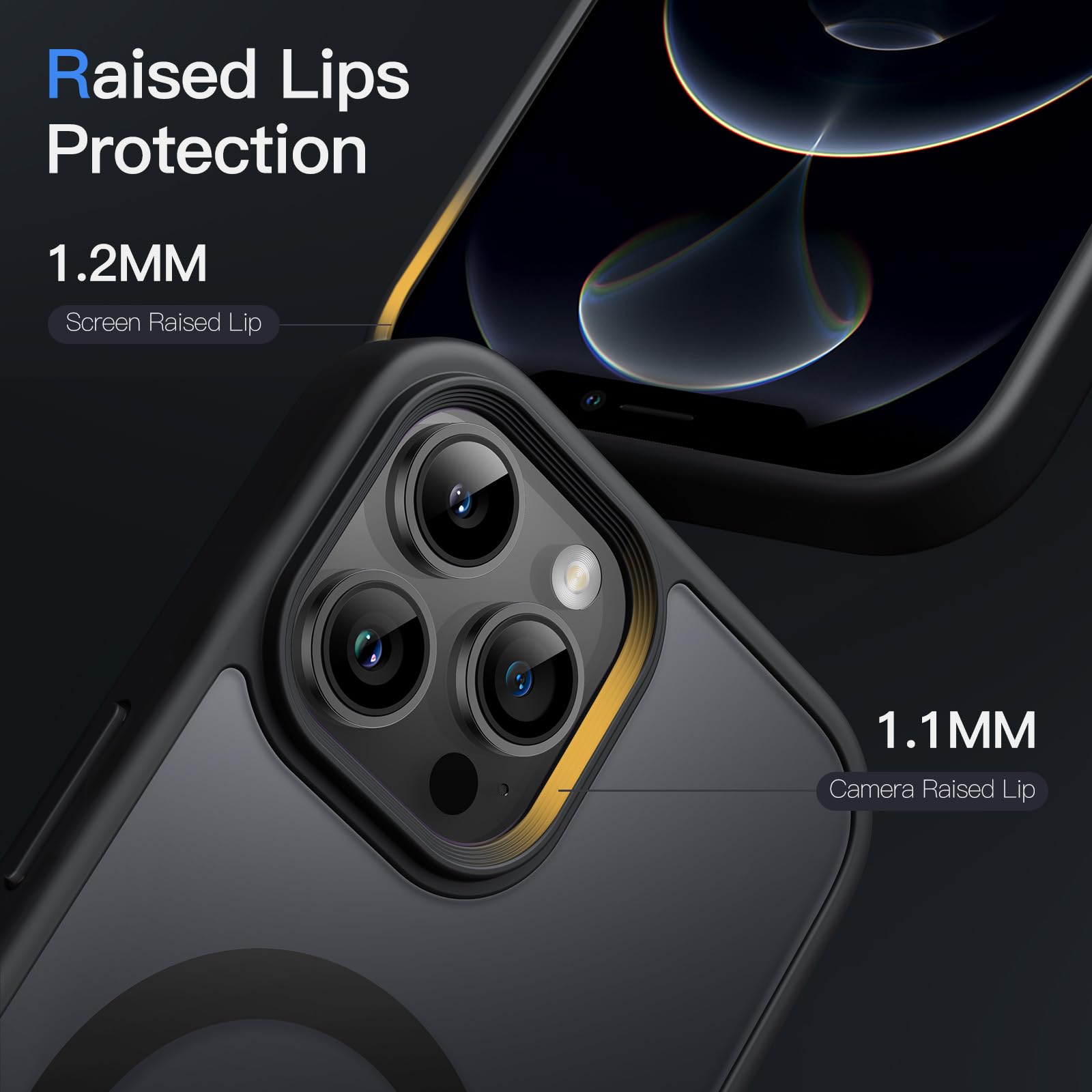JETech Funda Magnética para iPhone 12 Pro MAX 6.7 Pulgadas Compatible con MagSafe, Carcasa Translúcida Mate Trasera Fina Antigolpes (Negro)