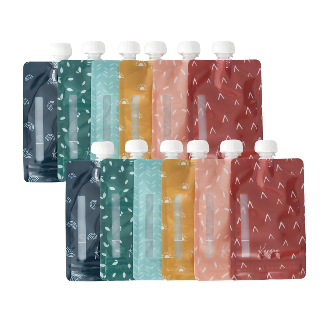 Bolsas reutilizables para alimentos para bebés – Bolsas de almacenamiento de alimentos para niños pequeños y niños – Puré de manzana, batidos, yogur y puré – Bolsa para apretar sin BPA, paquete de 12