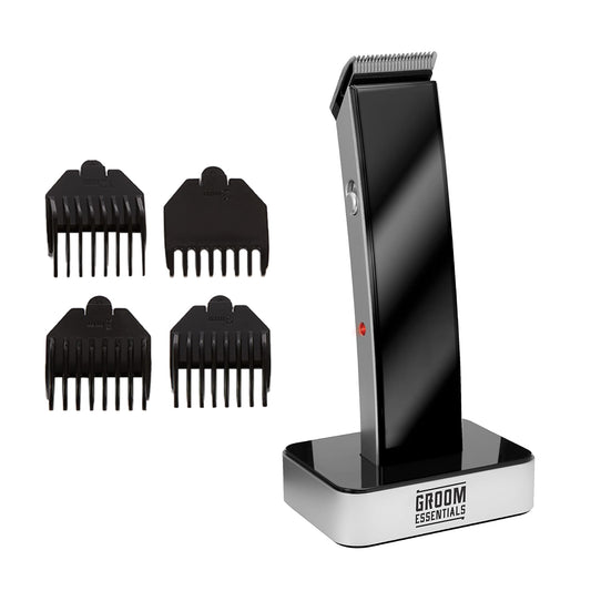 CHARGEWORX - Recortadora recargable para cabello y barba para hombres, indicador LED, base de carga, kit de aseo inalámbrico, recortadora de patillas para hombres, 4 guías de corte