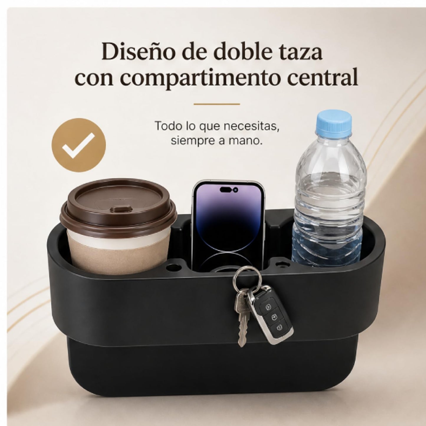 Keenso Portavasos para Auto,3 en 1 Porta Vasos para Asiento de Coche
