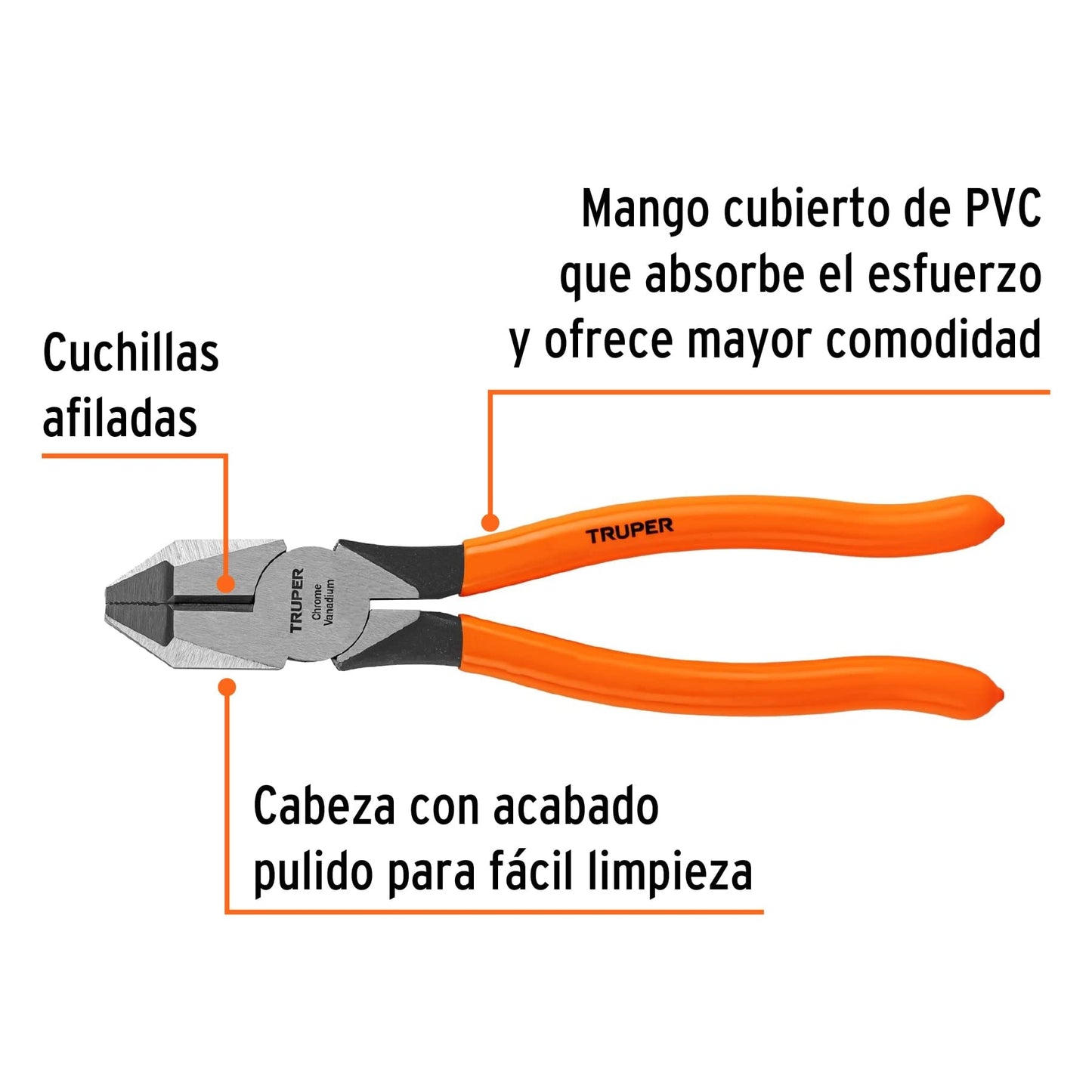 Pinza Profesional Truper Vinil 8 pulgadas para Electricista