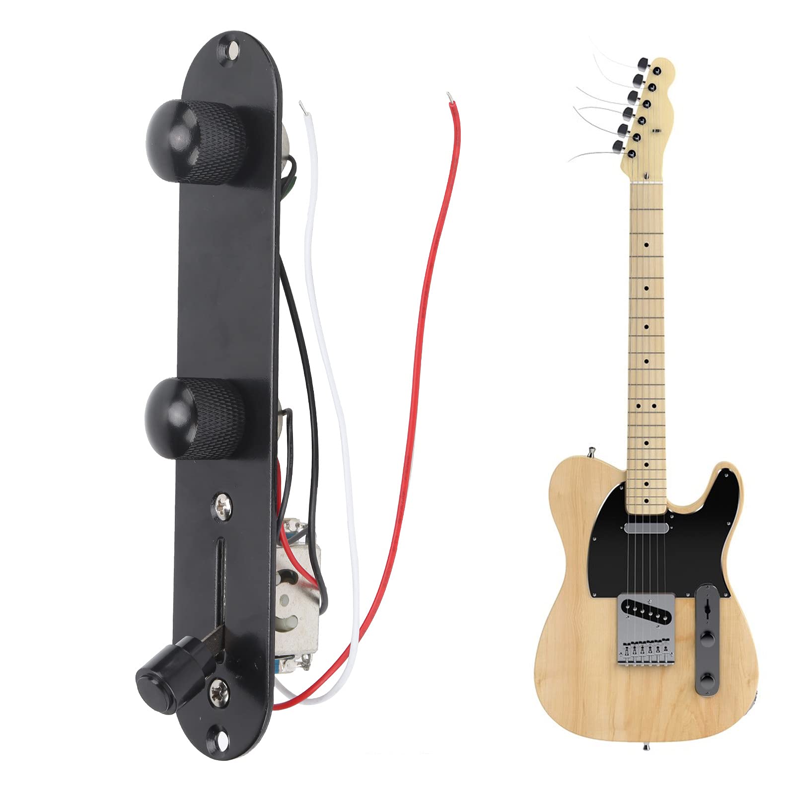 Placa De Circuito Precableada para Guitarra, Metal Cromado Placa De Control De Guitarra Placa De Control con Perillas e Interruptores para Guitarra Eléctrica TL (Negro)