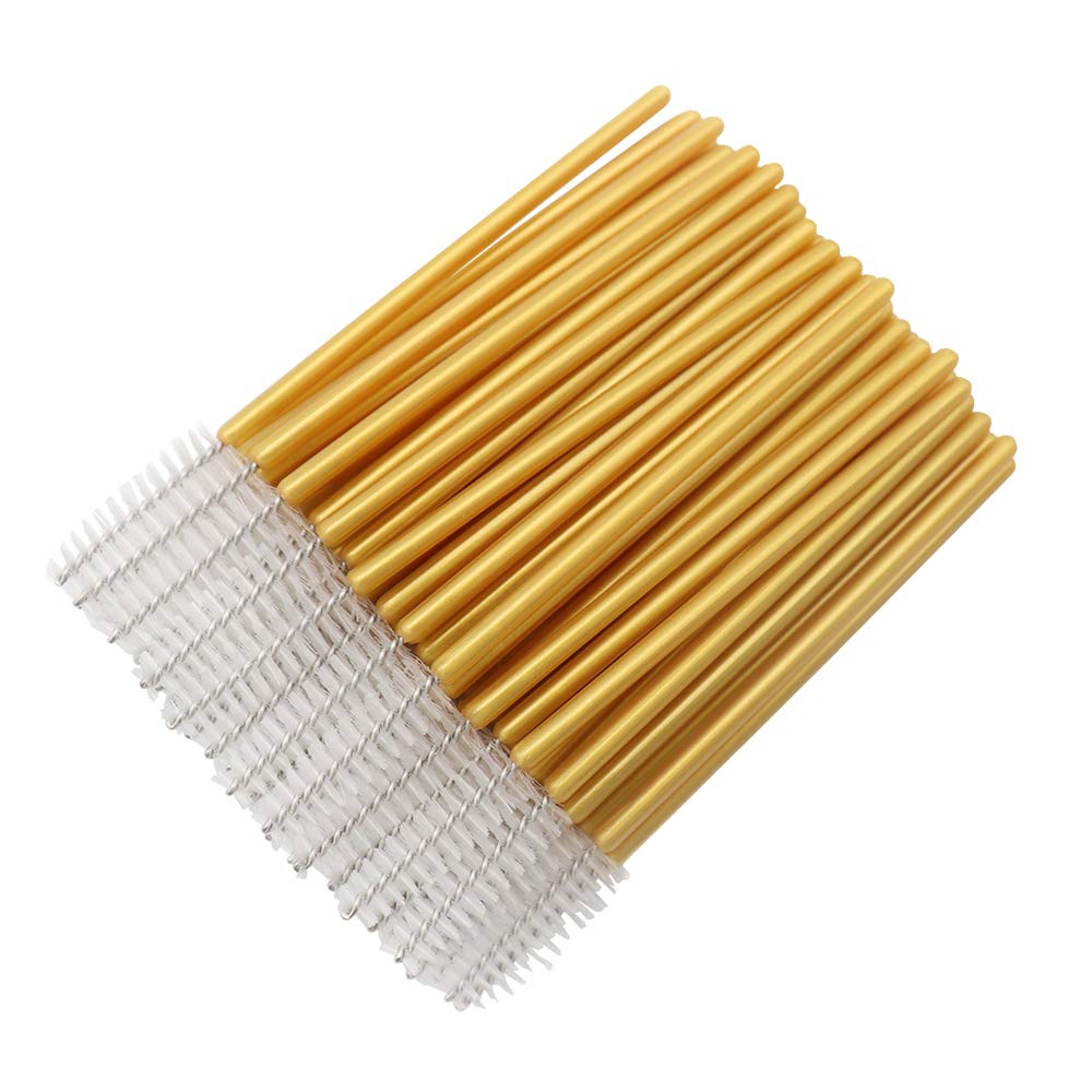300 piezas desechables para rímel de pestañas, extensiones de pestañas, varita de pestañas, herramienta aplicadora de maquillaje, dorado/blanco