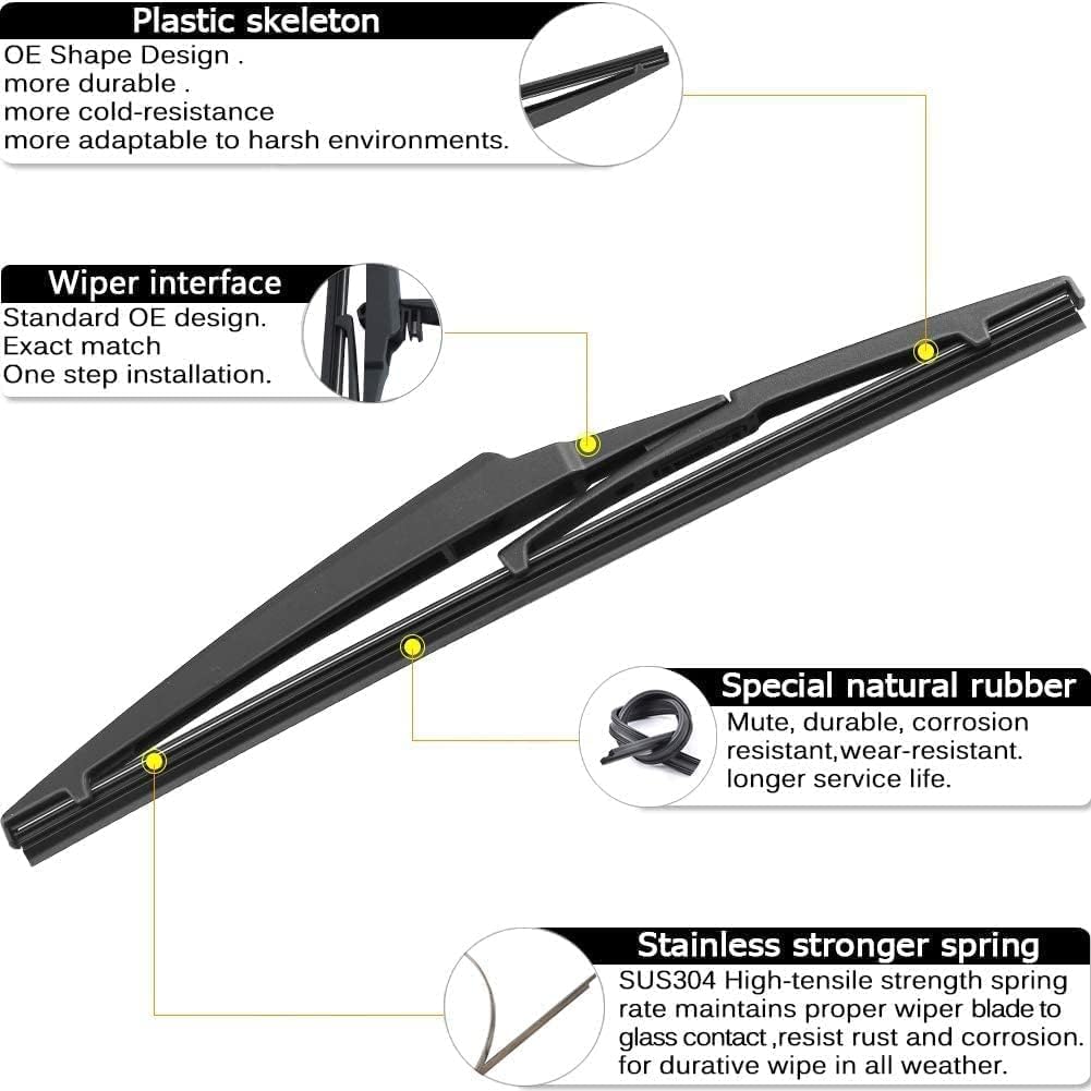 AUTOBOO - Repuesto de limpiaparabrisas de 56 + 53 cm y repuesto de limpiaparabrisas trasero de 3.05 cm para Dodge Durando 2011-2019, 2023, Jeep Grand Cherokee (paquete de 3)