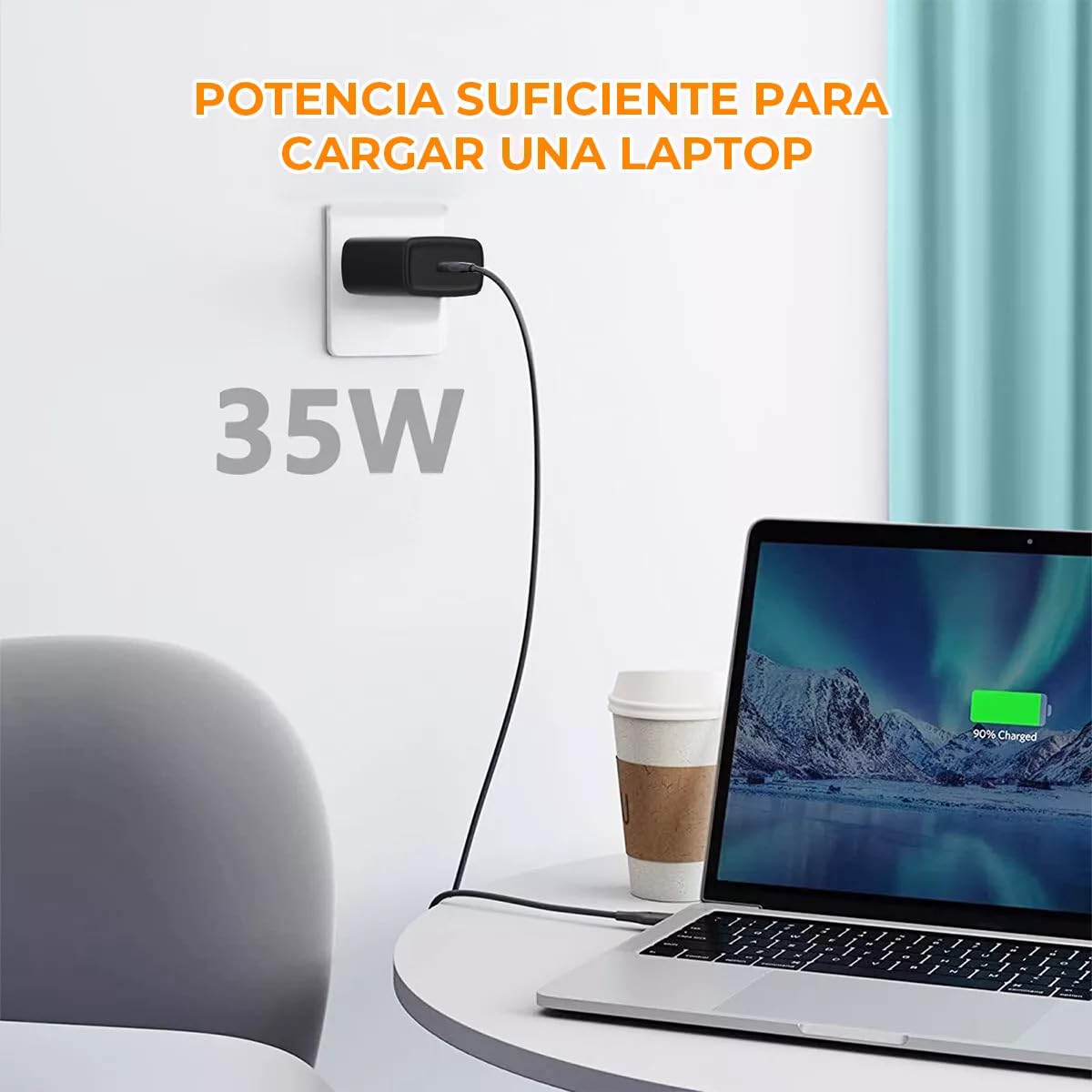 Genérico Cargador para iPhone 15 y 16, U-Volt. Carga Ultra rapida de 35w USB-C con Cable de 1m. Compatible con iPhone iPad Pro y 10, Samsung, xiaomi, Huawei Mod 2025.