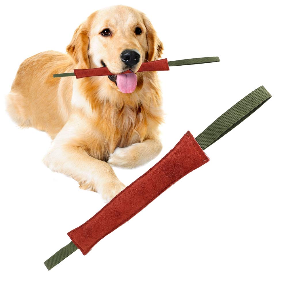 Juguete de Entrenamiento de Perro de Cuero con 2 Manijas Fuertes para Juegos Interactivos y Mordedura