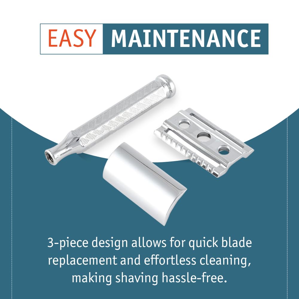 Merkur 3-Piece Double Edge Safety Razor, Chrome-Plated 42001, 0.2 Lb.