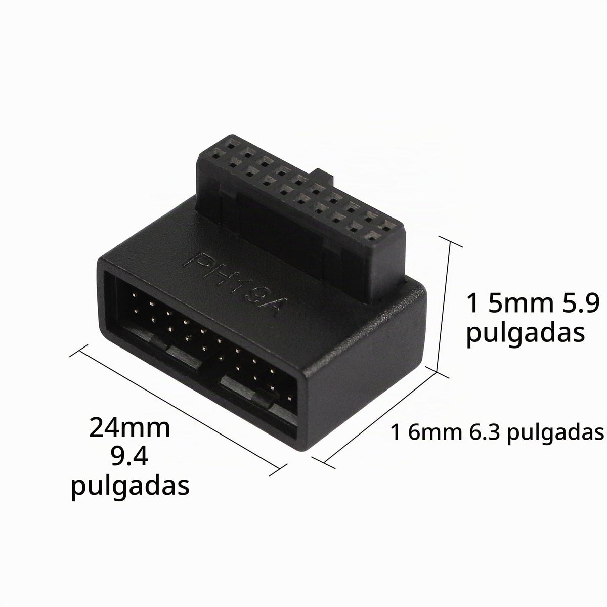 Adaptador de Placa Base USB3.0 SHANFEILU 90 Grados 19 Pines 20 Pines
