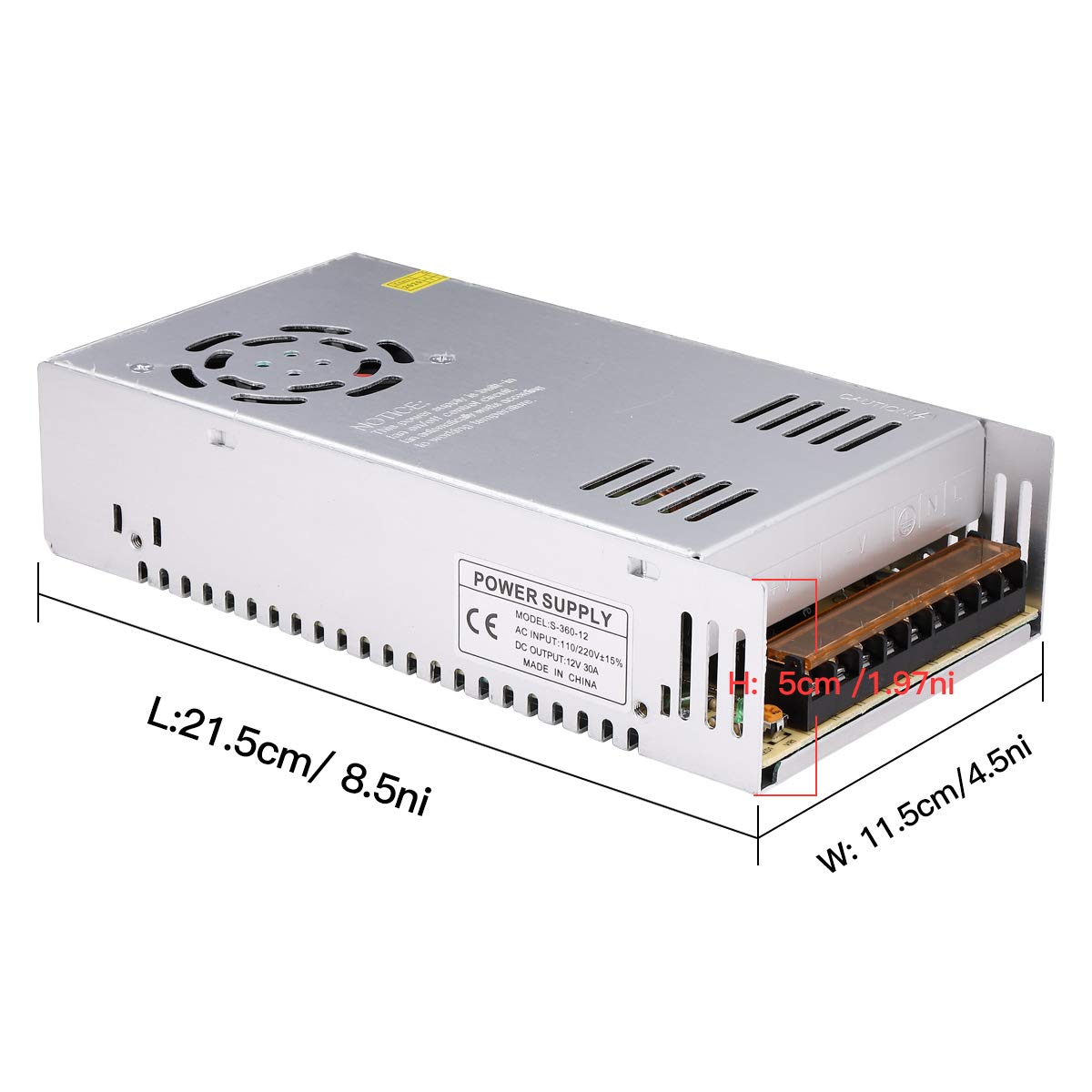 GESD Fuente de alimentación DC 12V 30A 360W Universal conmutación regulada Convertidor AC a DC AC110V/220V (SMPS) Transformador Adaptador para tiras de luz LED, sistema de seguridad de cámara de