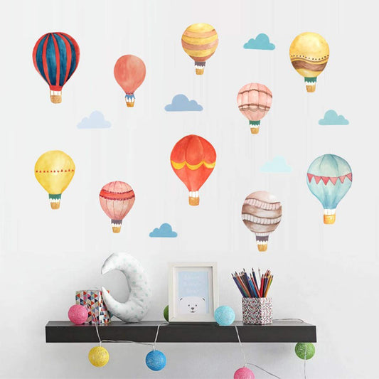 Bamsod - Adhesivos Decorativos para Pared, diseño de Globo de Aire Caliente y Nubes sonrientes