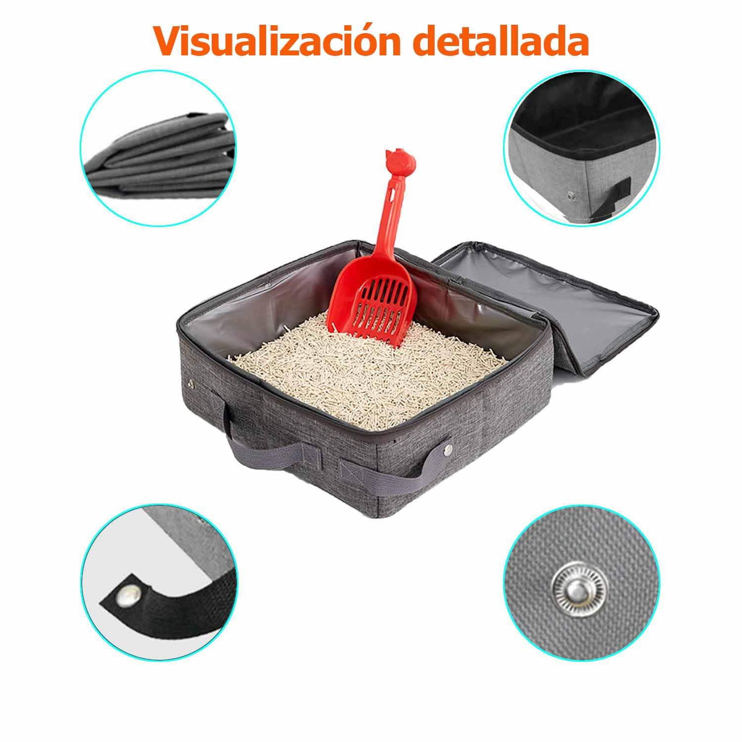 JAKLENA22 Arenero para Gato, con Pala para Arena de Gato,Caja de Arena para Gatos Portátil de Plegable, Impermeable, Sin Fugas, Ligera, para Viajes, Camping,Viajes por Carretera (30 x 30 x 11cm)