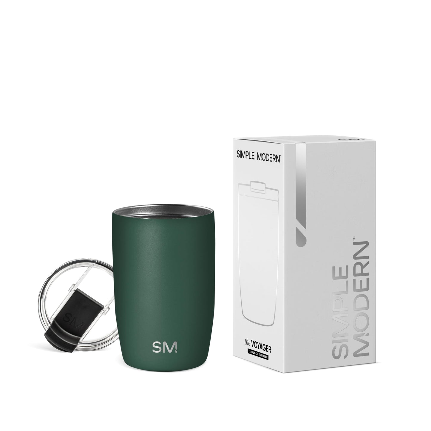 Taza de Café para Viajes Simple Modern Forest con Tapa Abatible, Acero Inoxidable Aislado, 350ml