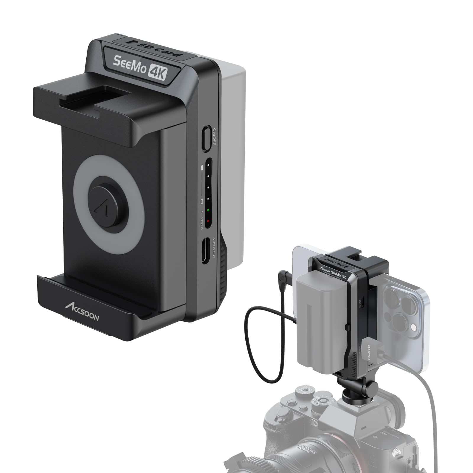 Accsoon - Adaptador de Captura de vídeo SeeMo Pro 4K para iOS - HDMI a USB-C/Lightning con certificación MFI.