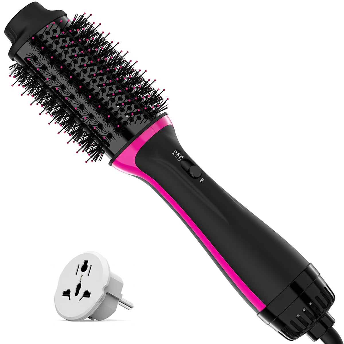 Cepillo Secador de Pelo Plus 2.0 Doble Voltaje Enchufe Europeo Un Solo Paso y Volumizador para Viajes Europeos