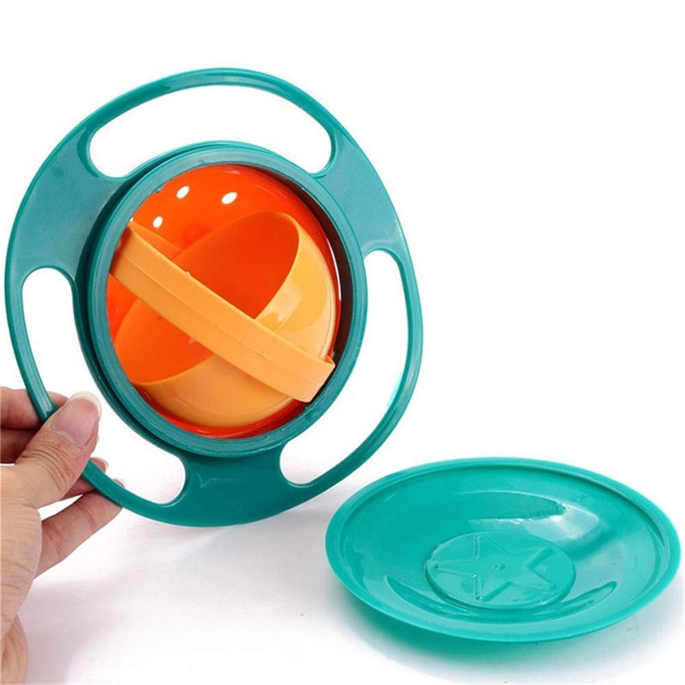 ESH7 Gyro Bowl - Divertido Tazón Giratorio De 360 Grados A Prueba De Derrames con Tapa, Juguete para Alimentar Sin Ensuciar para Bebés Y Niños Pequeños.