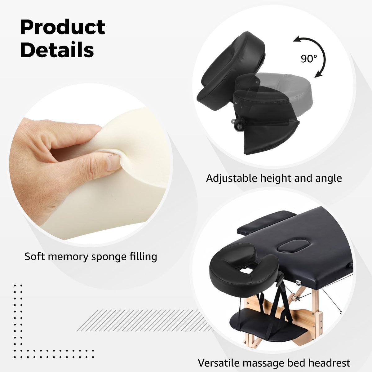 Kit de Masaje de Mesa NIMBLOOM Transpirable con reposacabezas Ajustable y Almohada ergonómica de Espuma viscoelástica