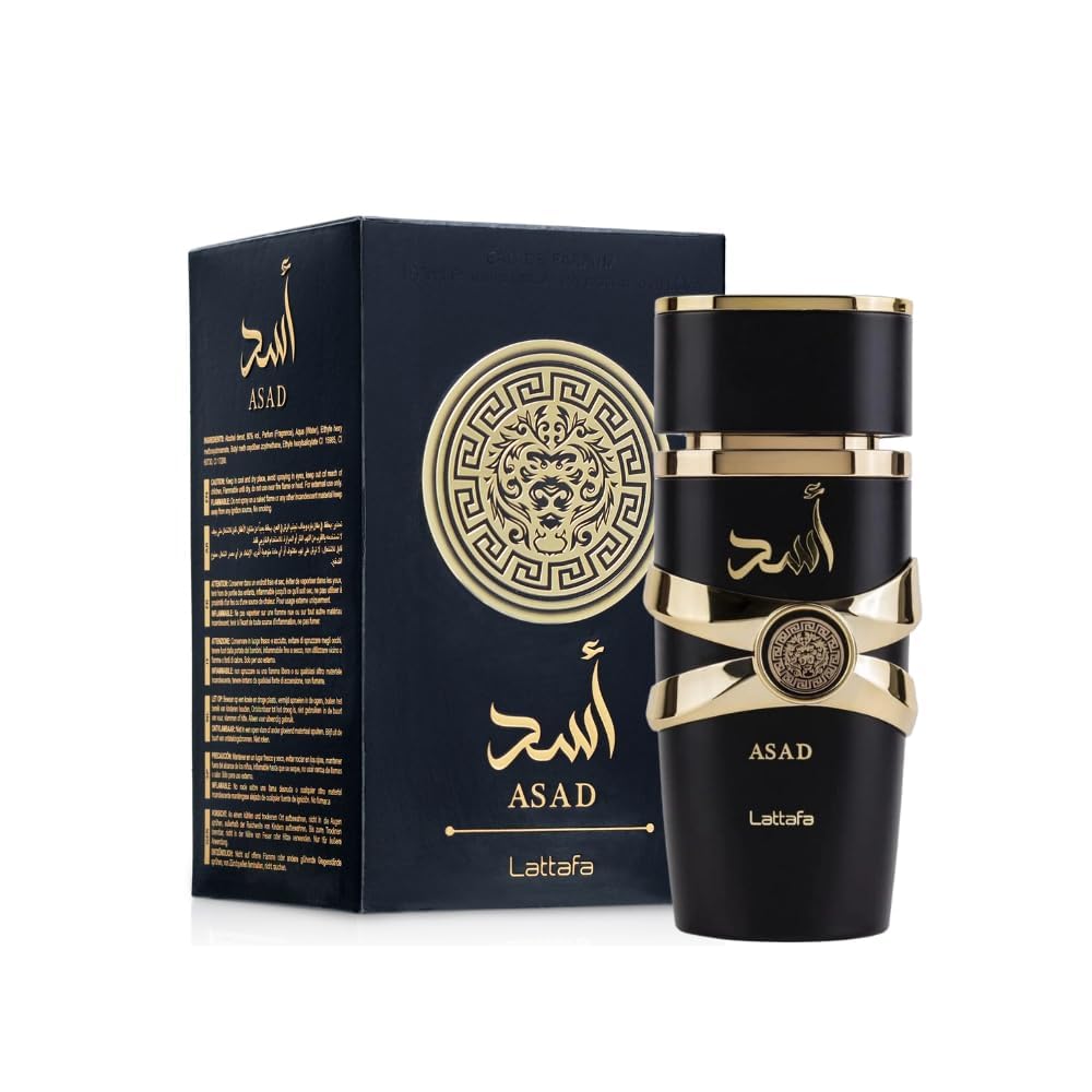 Lattafa Asad Eau de Parfum Spray for Men, 3.4 Ounce