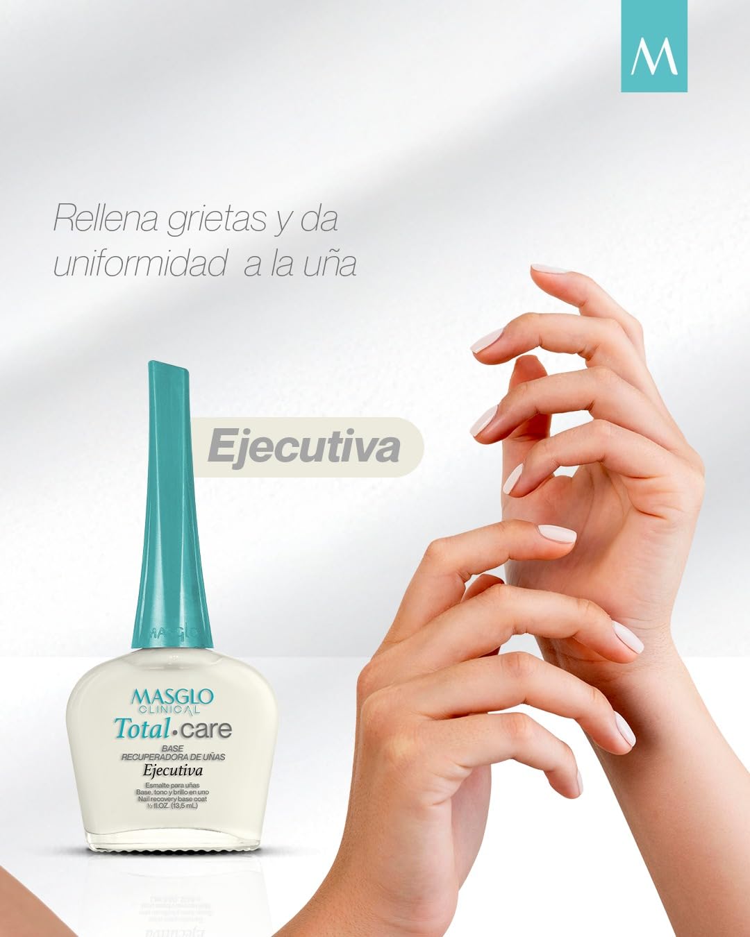 Base Masglo Clinical Base recuperadora de uñas maltratadas Tono Blanco Nácar 13.ml-Esmalte de Uñas Dañadas