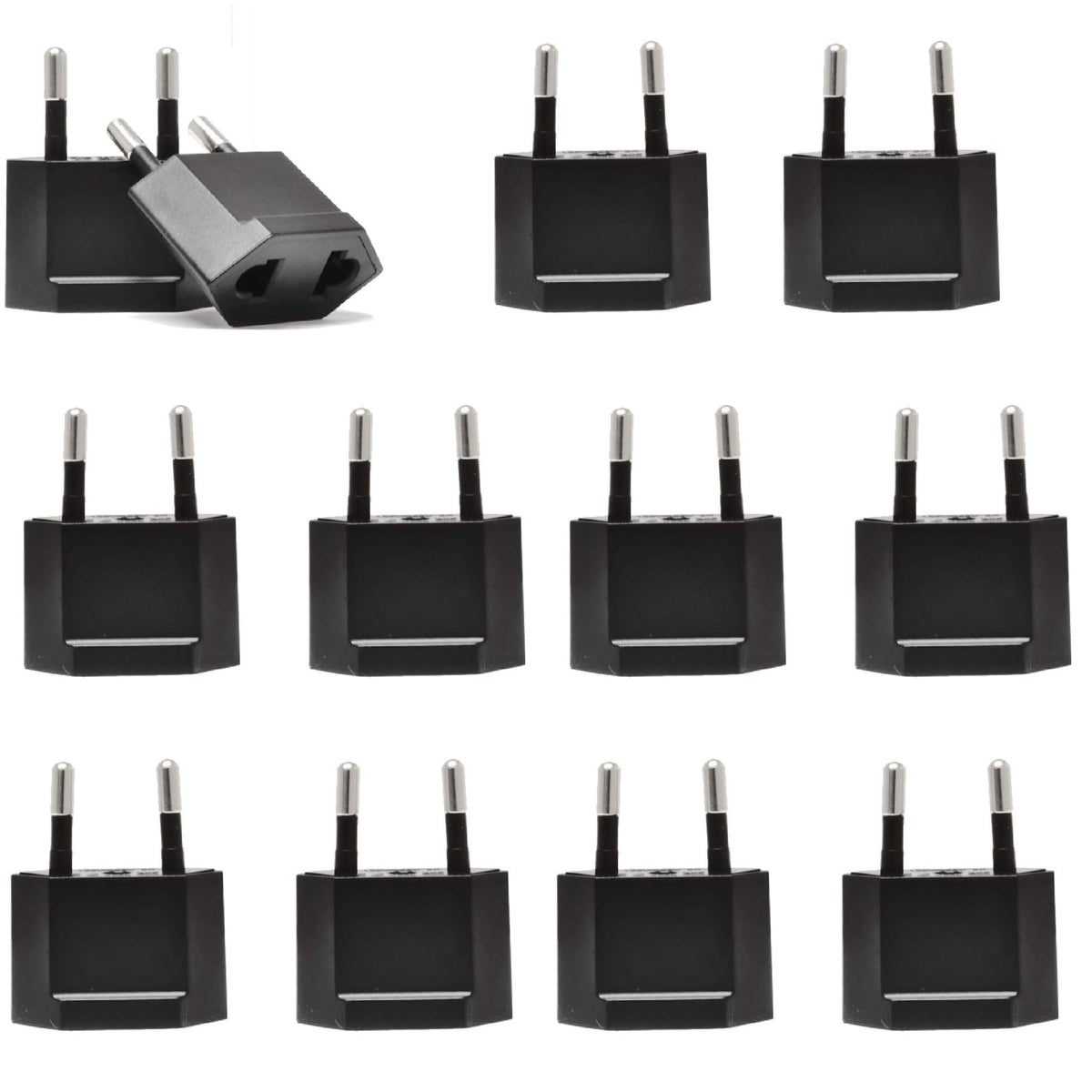 Adaptador de Enchufe Ceptics Blanco de Alta Calidad para Tomacorriente Europeo (Paquete de 12)