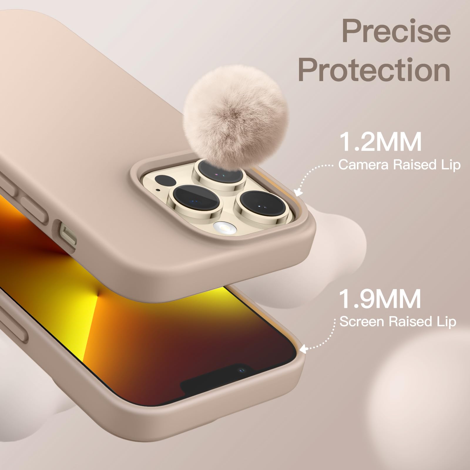 JETech Funda Silicona para iPhone 13 Pro 6,1 Pulgadas, Protectora de Cuerpo Completo con Tacto Suave y Sedoso, Antigolpes Carcasa con Forro de Microfibra (Oro)