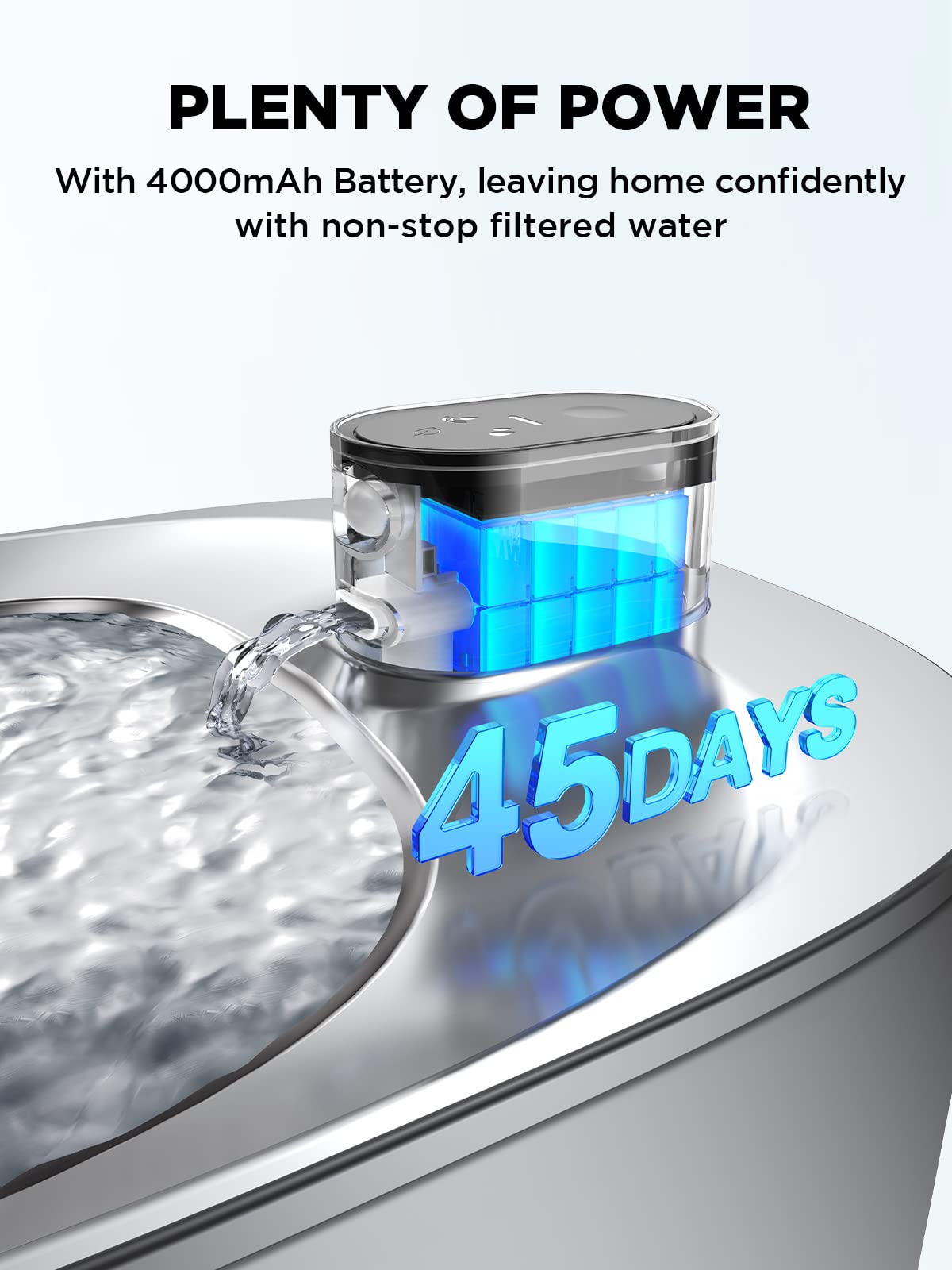 Fuente de Agua FEELNEEDY Acero Inoxidable inalámbrica con Sensor de Movimiento para Gatos y Perros