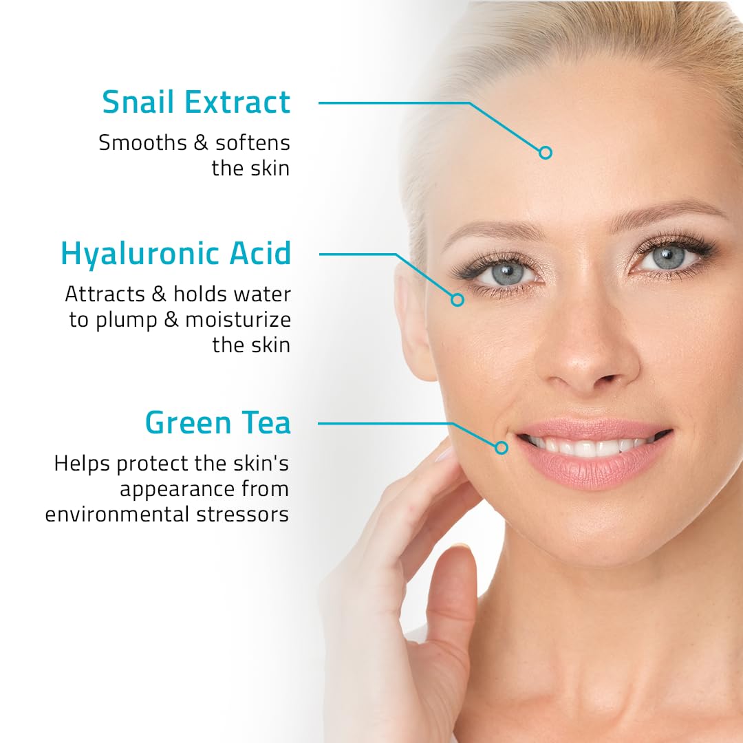 Crema hidratante facial de día YEOUTH con extracto de caracol, ácido hialurónico, té verde y péptidos, crema antiedad contra el envejecimiento o crema hidratante para la piel seca Hecho en EE.UU (1 ounce)