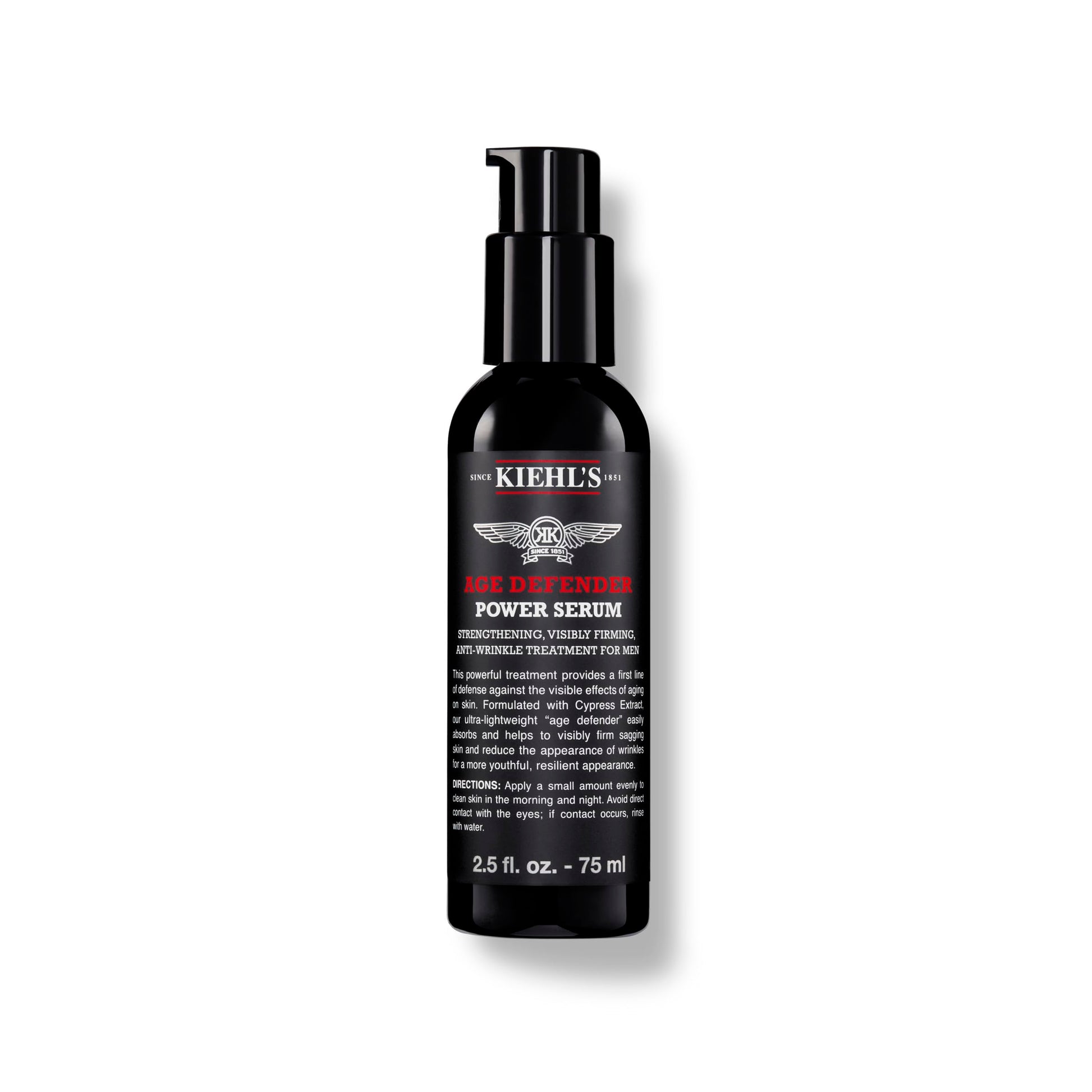Kiehl's Age Defender Serum, Suero Facial Reafirmante Antienvejecimiento para Hombres, Reduce el Aspecto de Líneas Finas y Arrugas, Con Extracto de Ciprés y Adenosina, 75 ml
