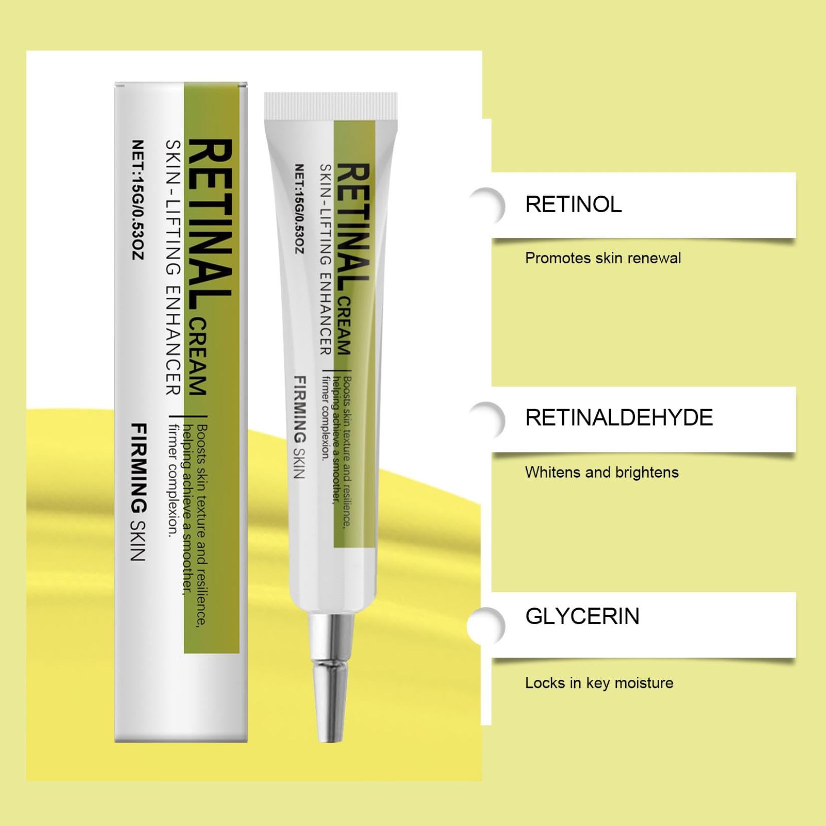 Retinal Shot Tightening Booster, 15g Retinol Shot Tightening Serums, Retinal Mild Face Moisturising Cream for All Skin Types, Repairs and Enhances Skin Elasticity (3 PCS)