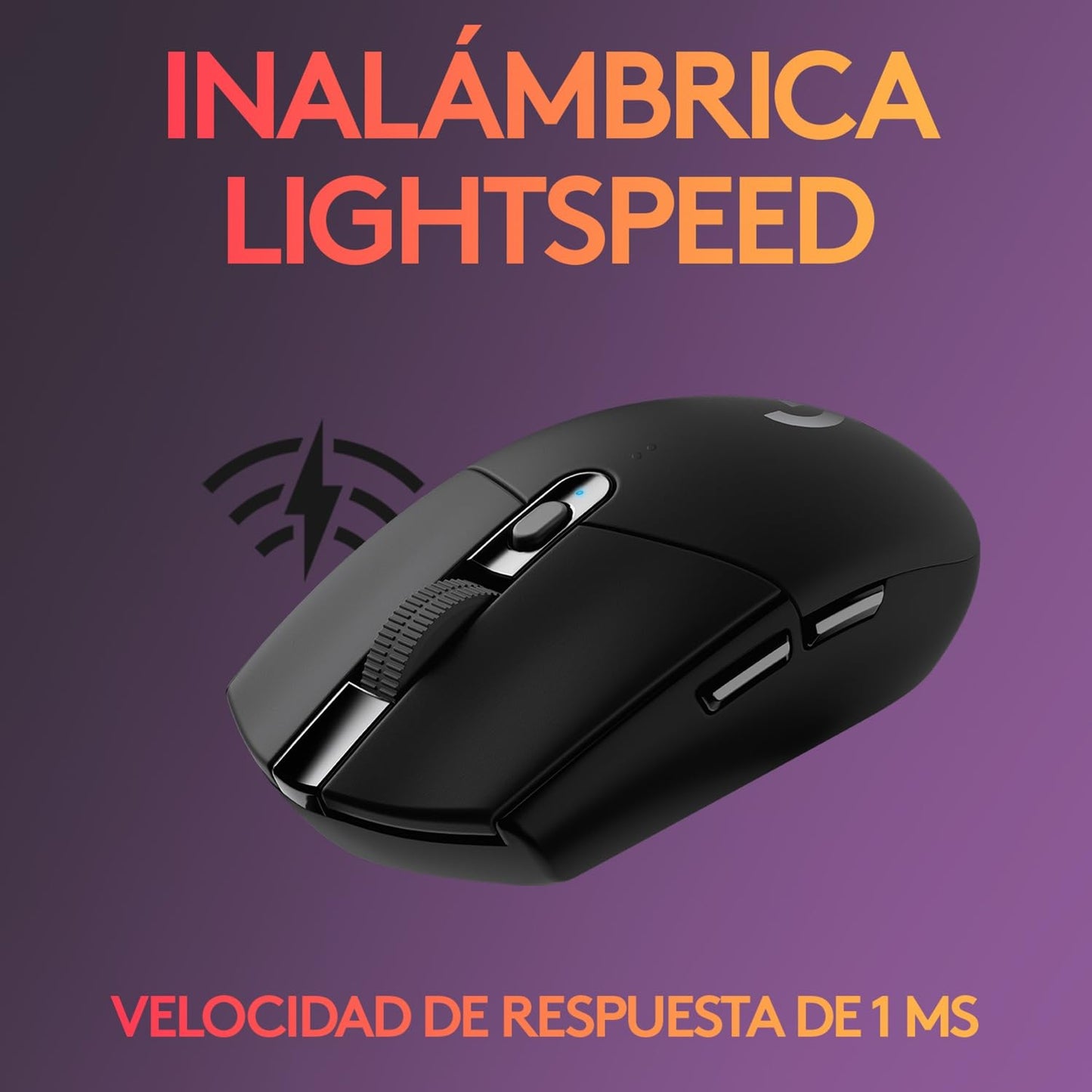 Logitech G305 LIGHTSPEED Mouse Gaming Inalámbrico, Sensor HERO 12K, 12,000 DPI, Batería de 250h, 6 Botones Programables, Memoría Integrada, PC/Mac - Negro