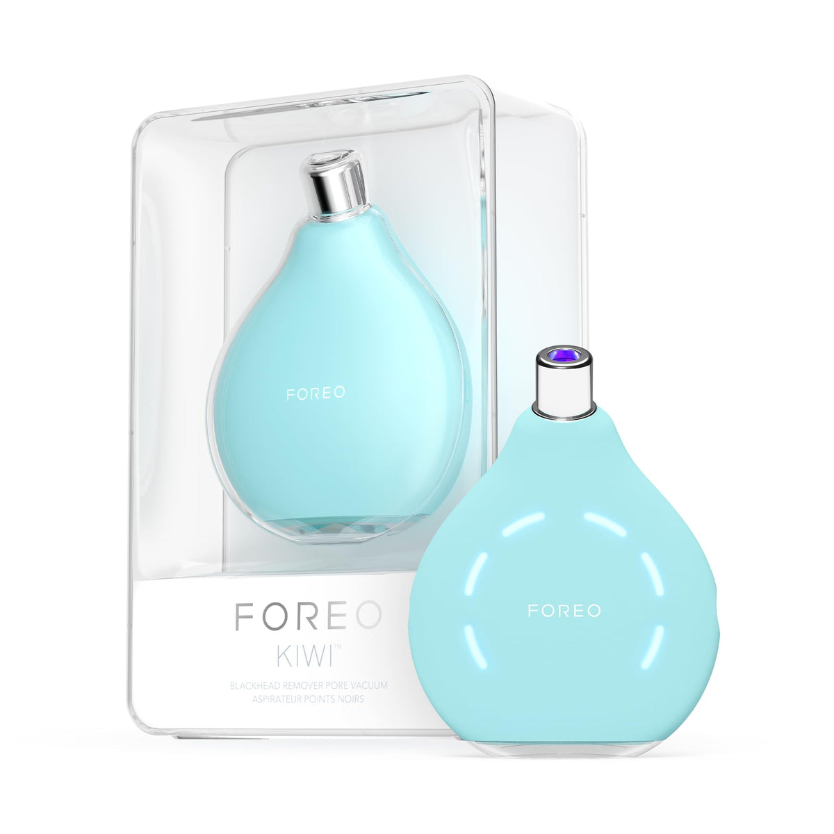 FOREO KIWI – Limpiador facial eléctrico – Succionador de puntos negros – Exfoliante facial con punta de diamante – Eliminación de espinillas y granos – Limpieza profunda de poros