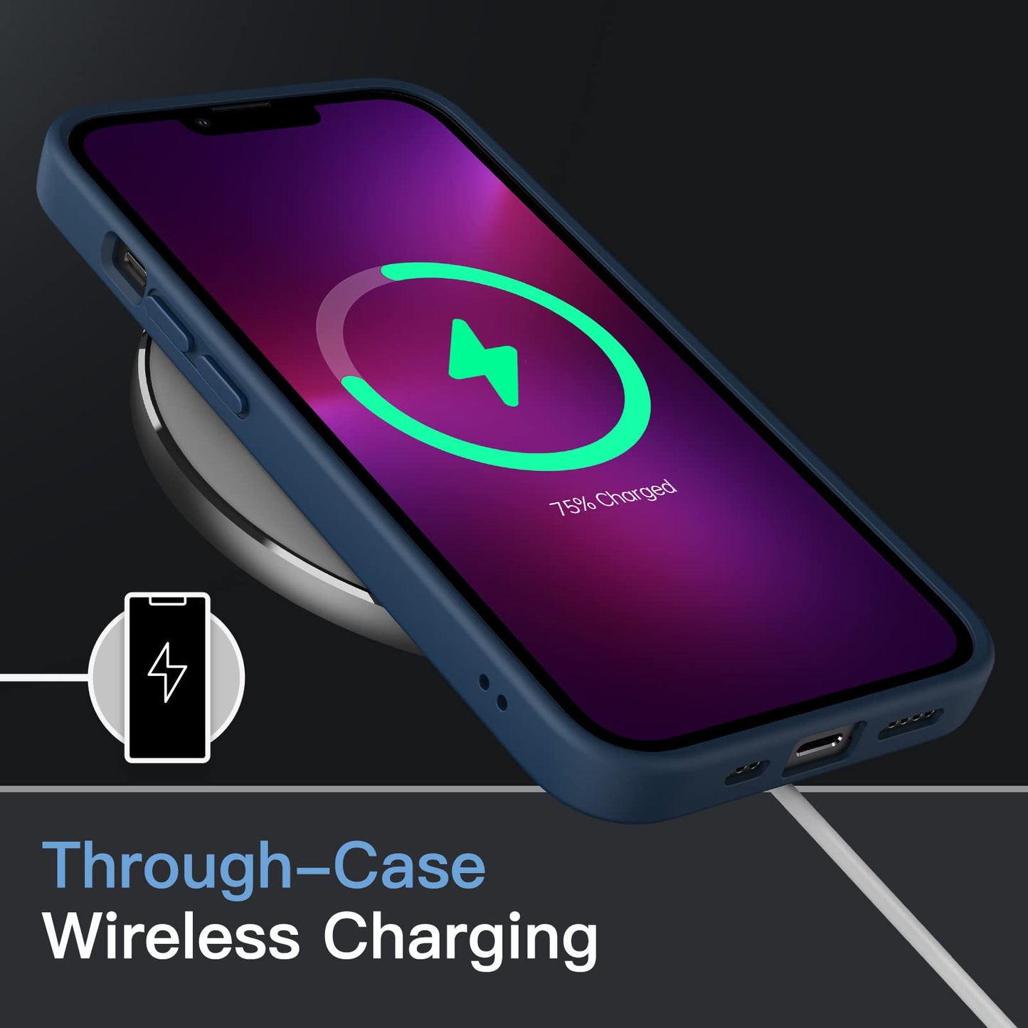 JETech Funda Mate para iPhone 13 Pro 6.1 Pulgadas, Protección contra Caídas Grado Militar Antigolpes, Carcasa Trasera Translúcida Esmerilada, Antihuellas (Azul Tormenta)