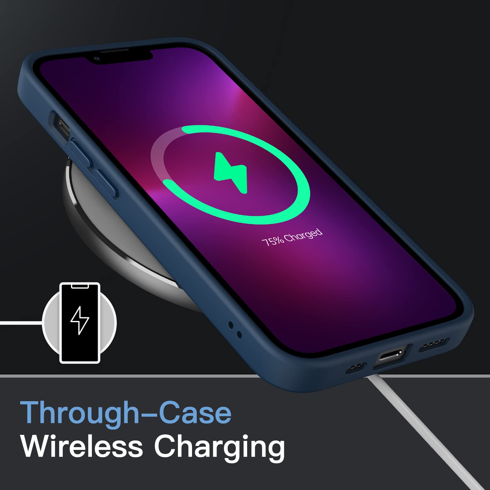 JETech Funda Mate para iPhone 13 Pro 6.1 Pulgadas, Protección contra Caídas Grado Militar Antigolpes, Carcasa Trasera Translúcida Esmerilada, Antihuellas (Azul Tormenta)