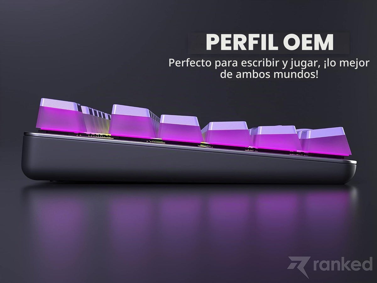 Teclas Ranked Pudding PBT Lavanda Diseño Translúcido para Teclado Mecánico RGB ANSI e ISO