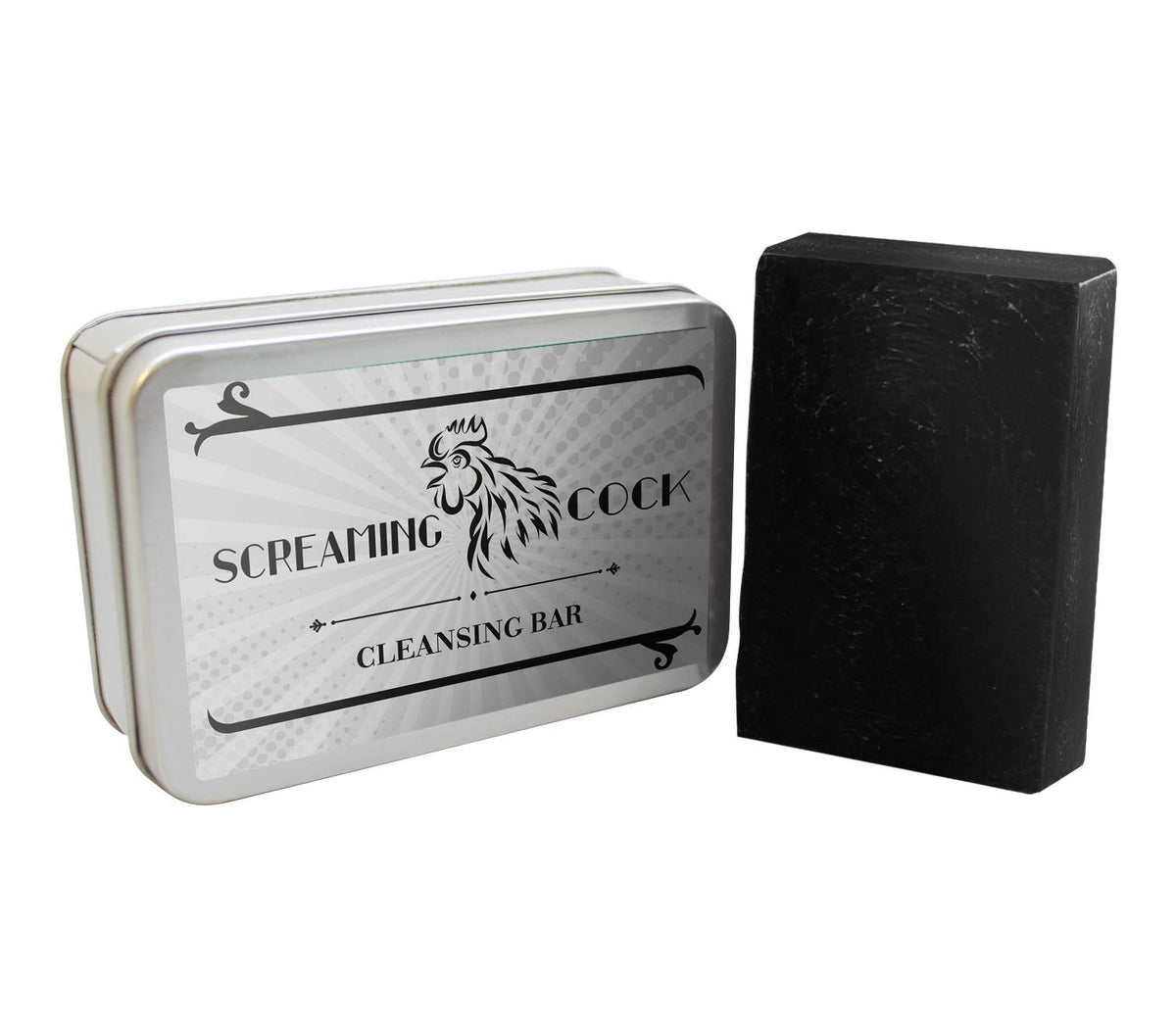 Gears Out Barra limpiadora Screaming Cock - Divertido diseño vintage de gallo cantando - Jabón de baño novedoso para hombres - Jabón negro, hecho a mano, fabricado en EE. UU., contiene un