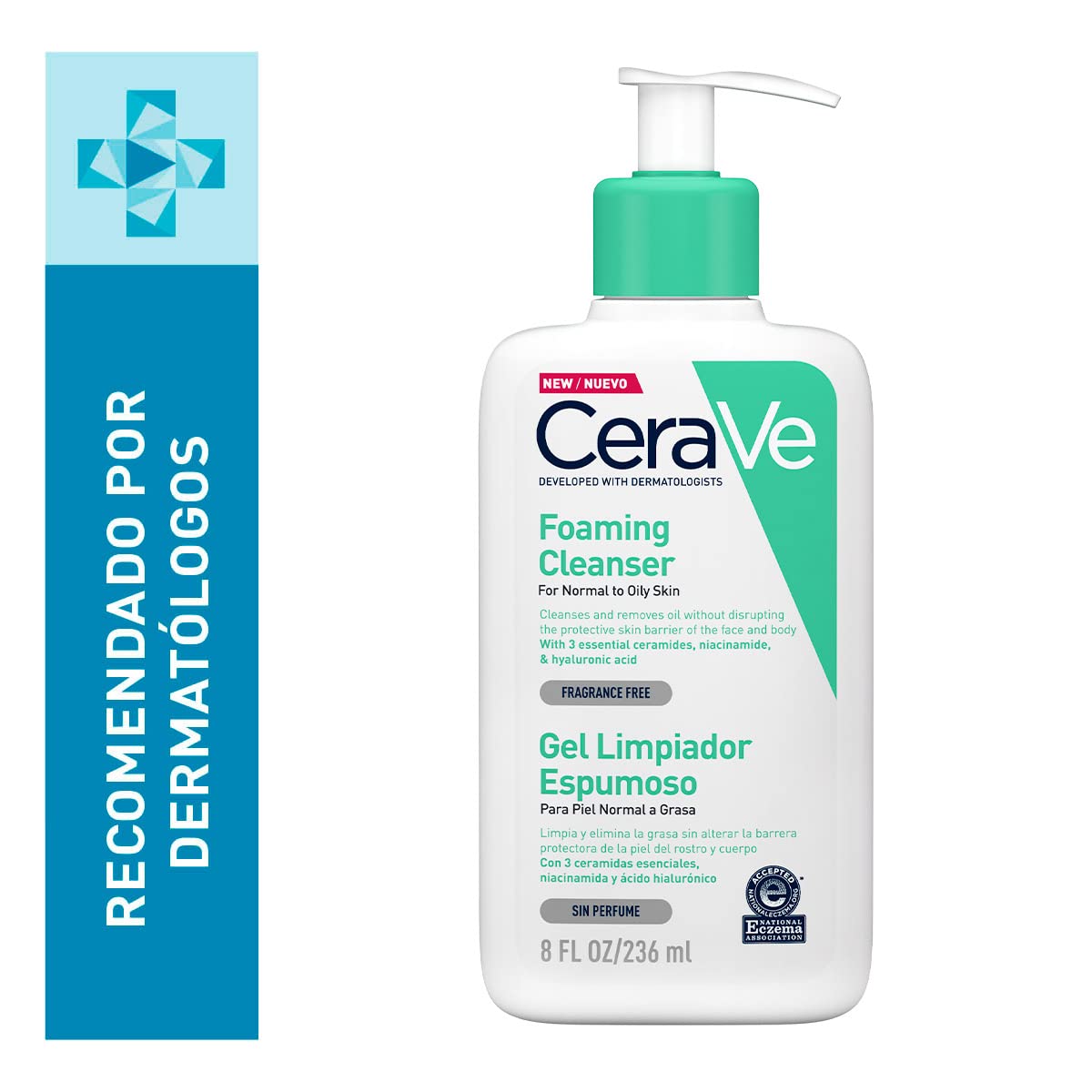 CeraVe Crema Hidratante |454gr| Hidrante diario para rostro y cuerpo para piel seca + Gel Limpiador Espumoso Diario para Piel Mixta, Grasa o con Acné 236ml