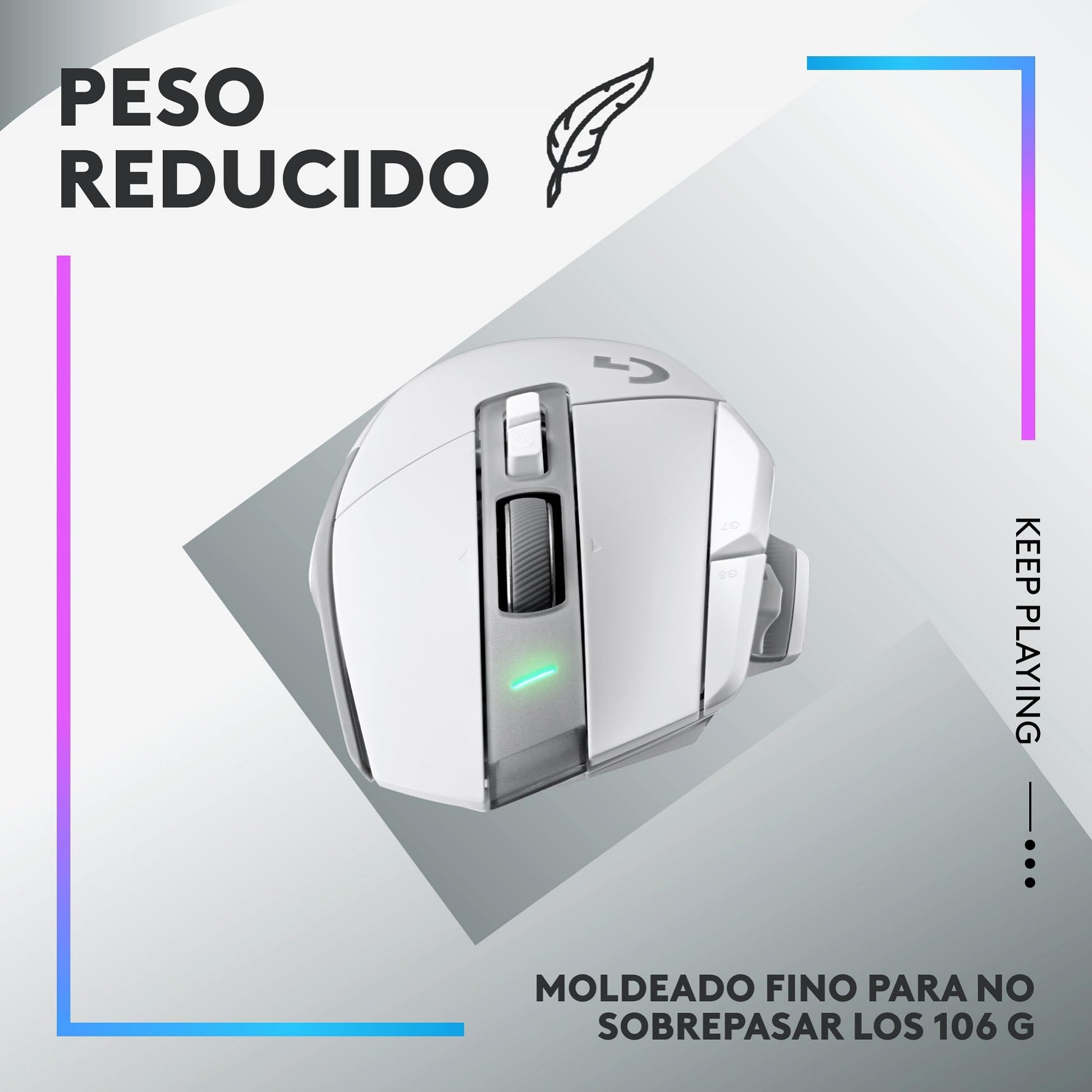 Logitech G502 X Plus Lightspeed Mouse Óptico Inalámbrico RGB para Gaming - Interruptores híbridos LIGHTFORCE, LIGHTSYNC RGB, Sensor Gaming Hero 25K, Compatible con PC - macOS/Windows - Blanco
