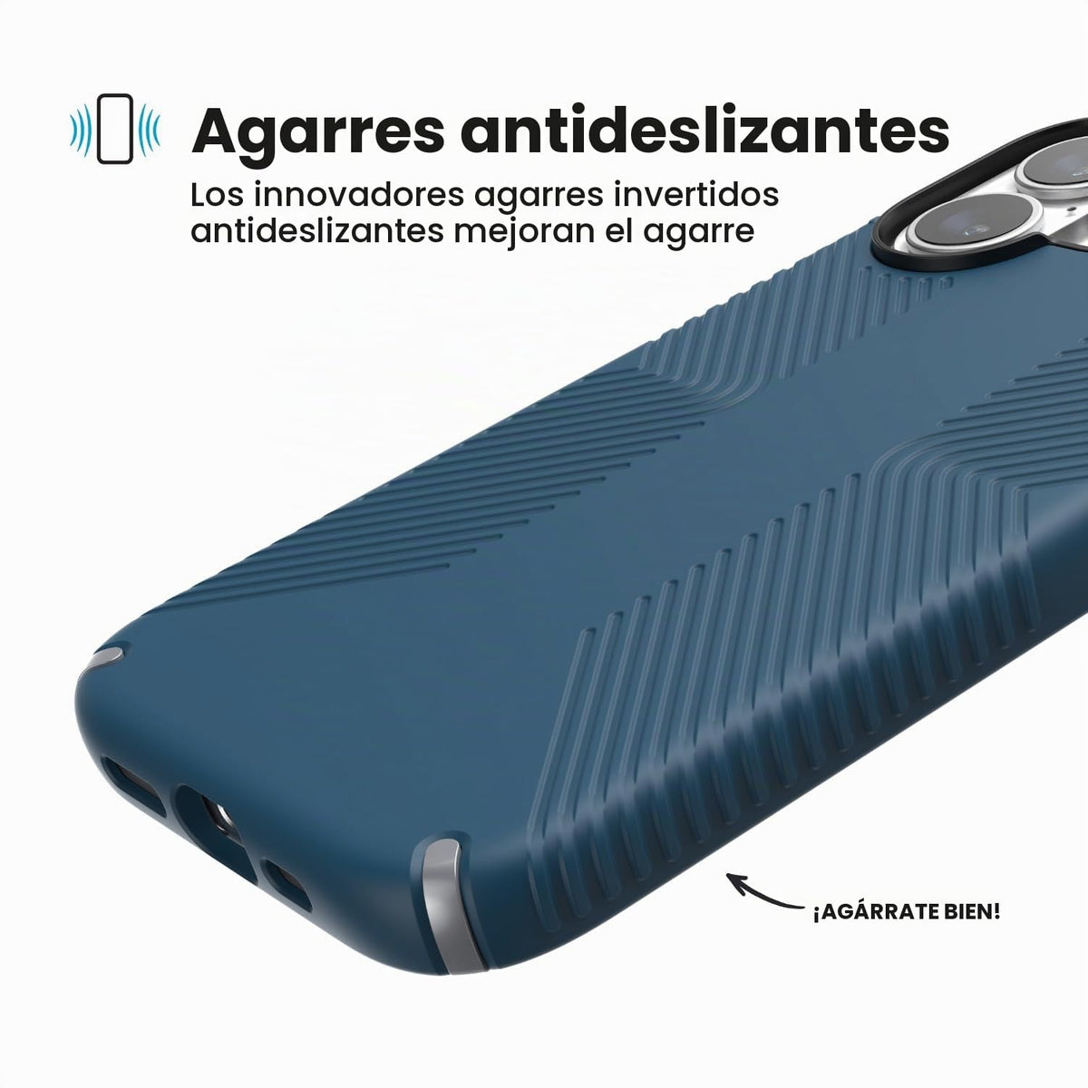 Agarre iPhone 17 Speck Deep Se Silver Metallic Spell Blue con MagSafe