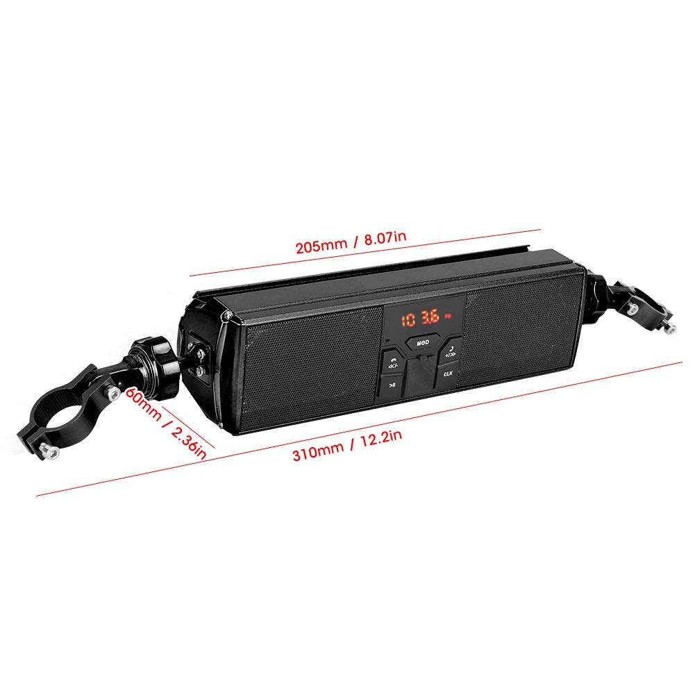 Dweekiy Altavoz estéreo para Moto, Manillar de modificación de Motocicleta de Audio de Sonido Antideslizante a Prueba de Agua(Negro)