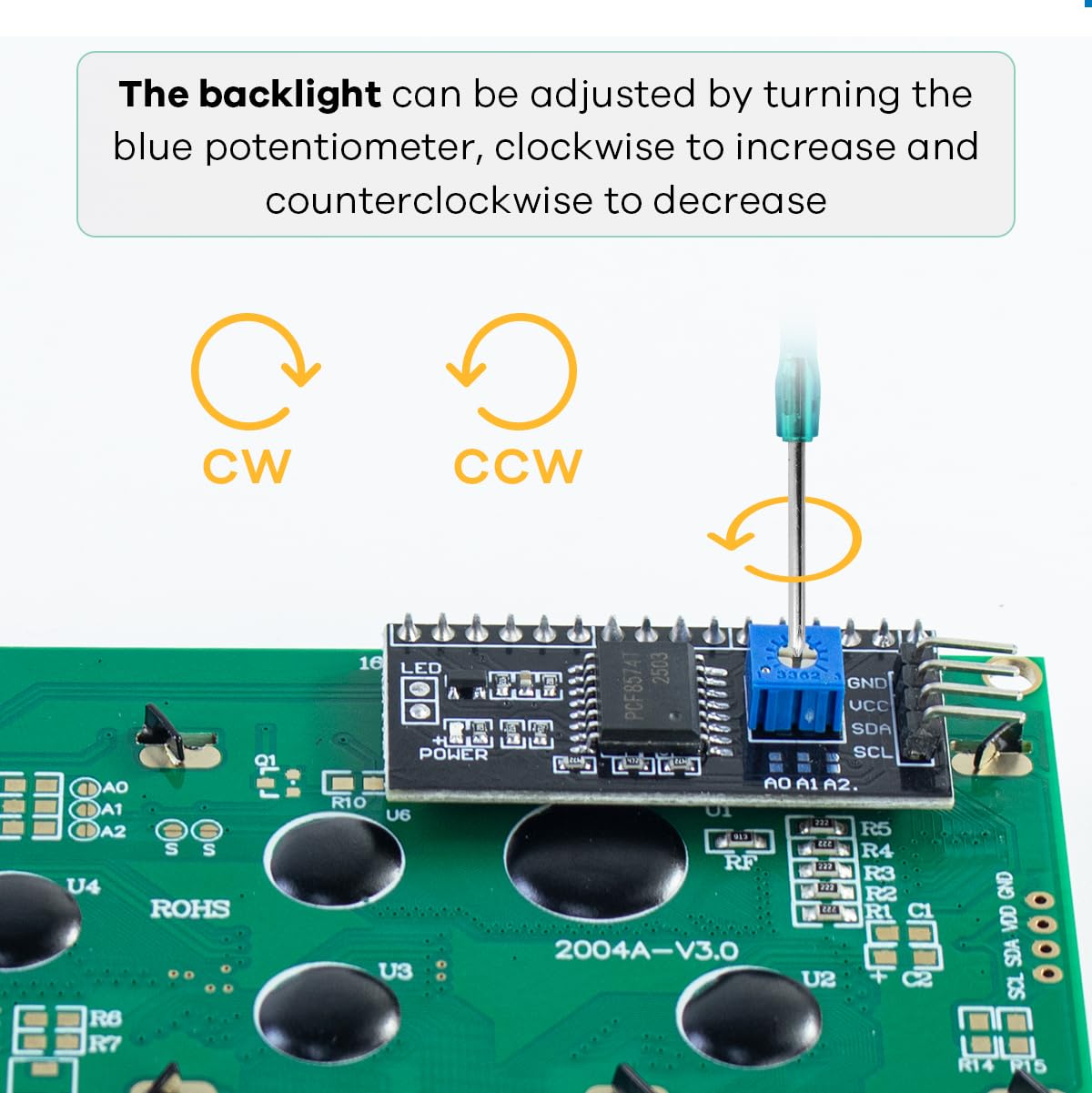Hosyond - Módulo LCD IIC I2C 2004 de 20 x 04 de visualización LCD para Arduino Raspberry Pi