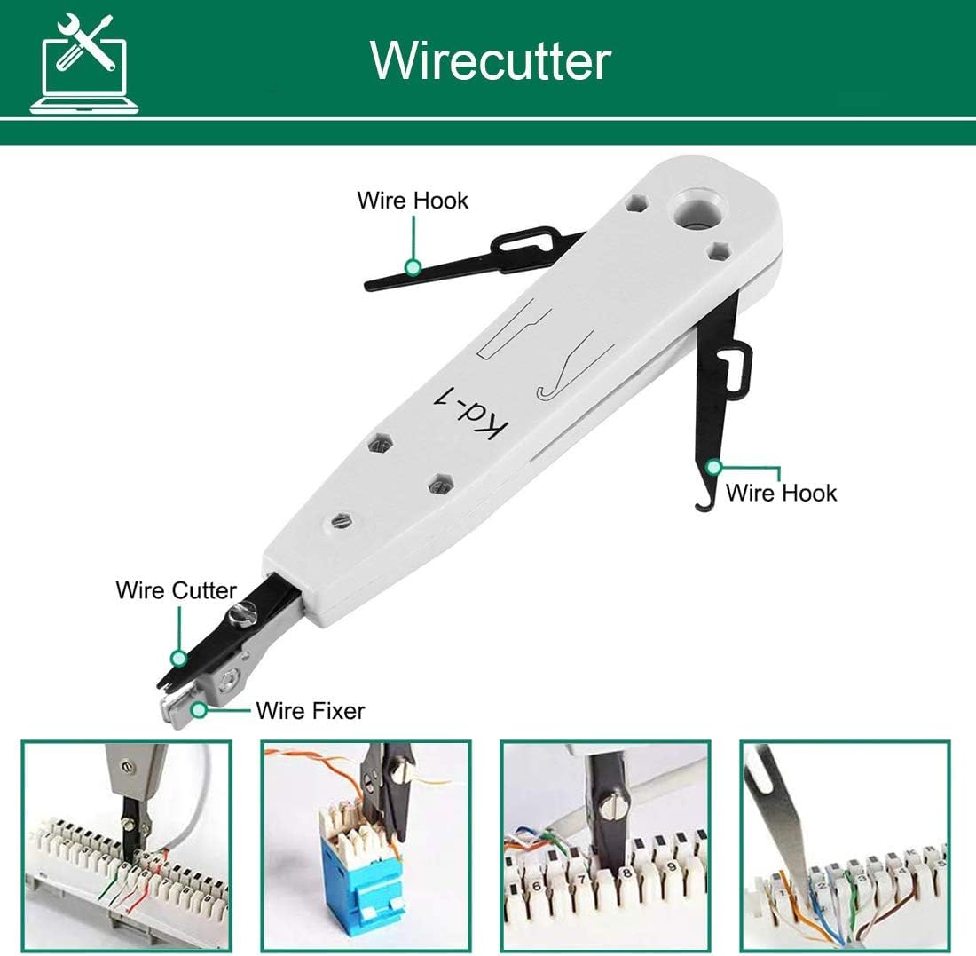 Kit de Herramientas para Reparación de Red | 12 Piezas Mantenimiento de Red Cable Tester con Pelacables | RJ11/12/45 Crimpadora Conector de Red para Herramienta | Probador de Cables Kit de Reparación