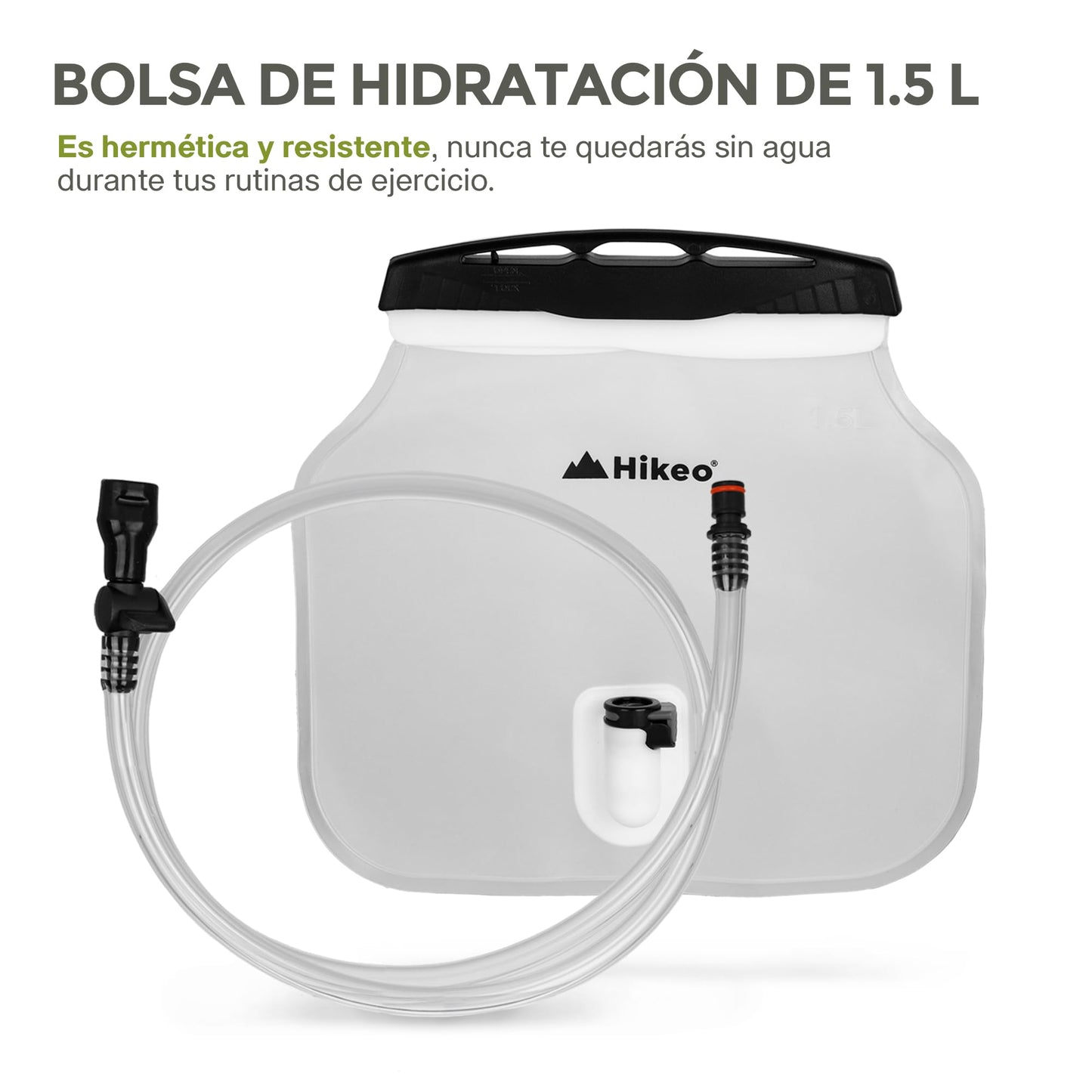 Hikeo Cangurera de Hidratación de 1.5 litros para Ciclismo, Correr y Actividades al Aire Libre, Riñonera Deportiva, Cangurera para Mujer y Hombre con Múltiples Compartimentos y Manguera Antiderrames