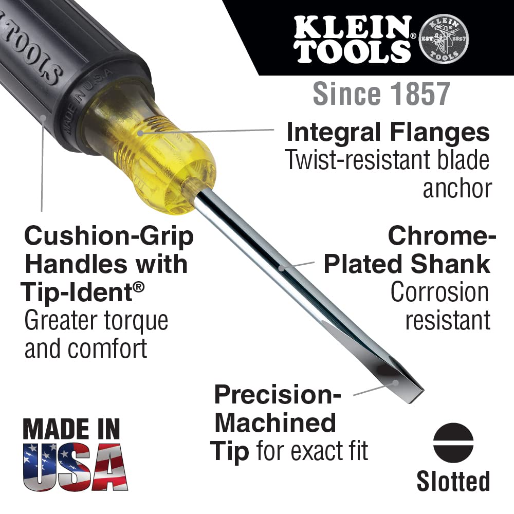 Klein Tools 80031 Juego de destornilladores, kit de 5 piezas incluye 2 ranurados, 2 Phillips y 1 destornillador de punta cuadrada, agarre cómodo