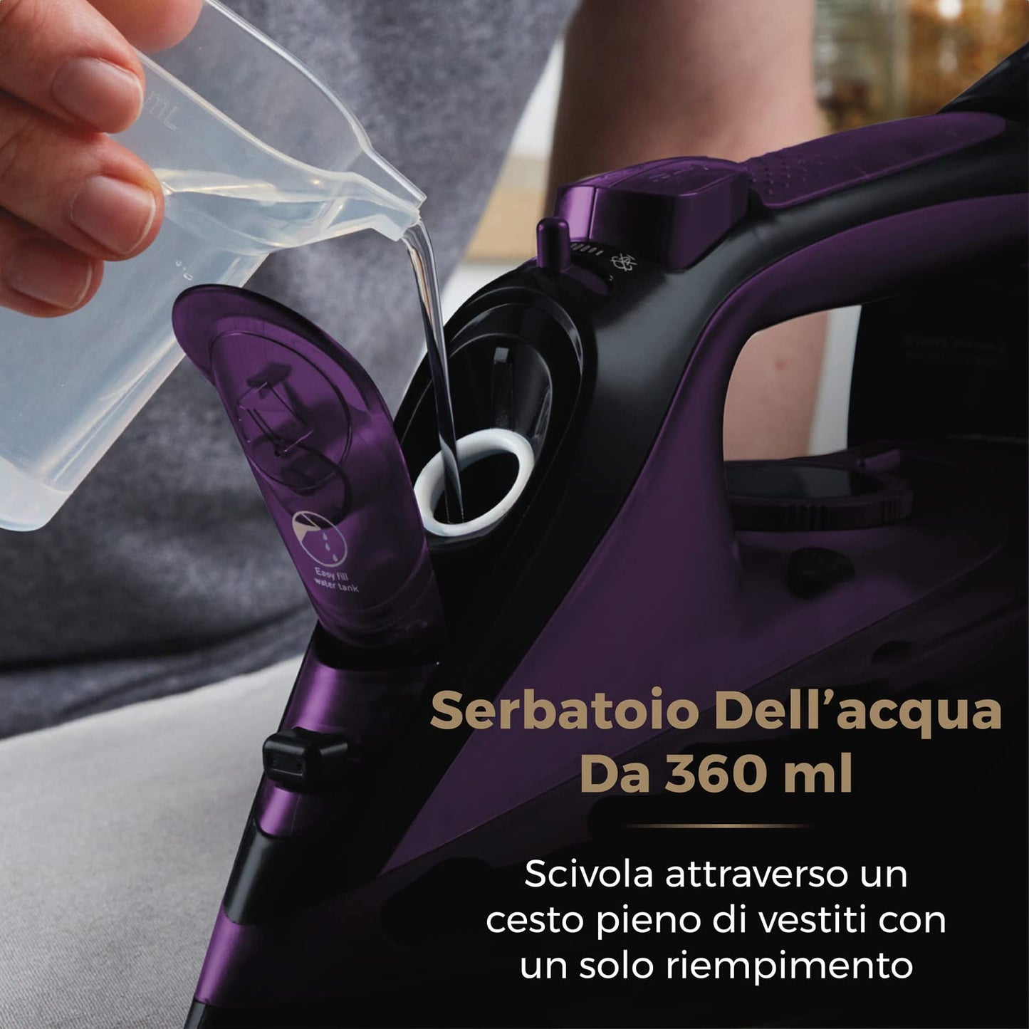 Plancha de Vapor Inalámbrica Tower CeraGlide morada con Suela de Cerámica y Vapor Variable