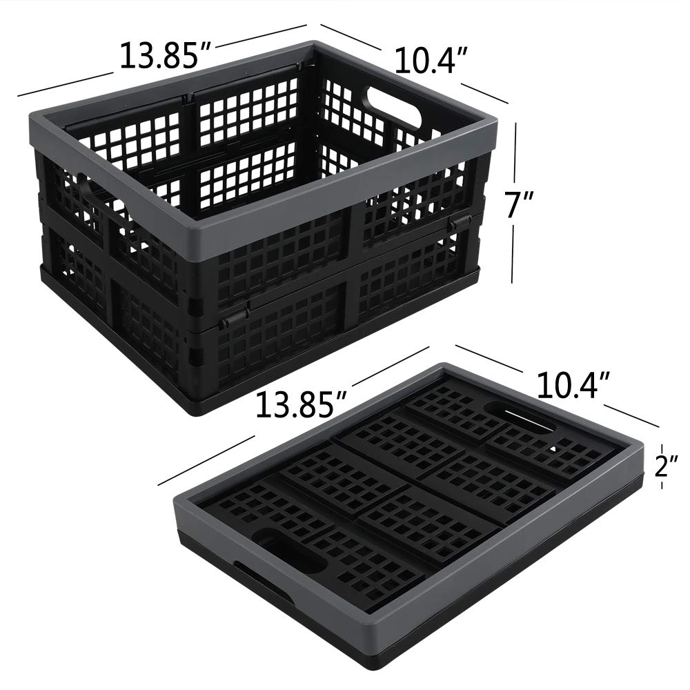 Fiazony Cesta / contenedor de almacenamiento plegable de plástico de 15 L, paquete de 3, negro