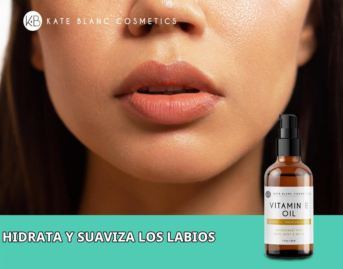 Kate Blanc Cosmetics Aceite de Vitamina E 30 ml - Antioxidante - Hidratante - Piel Suave - Hecho en USA